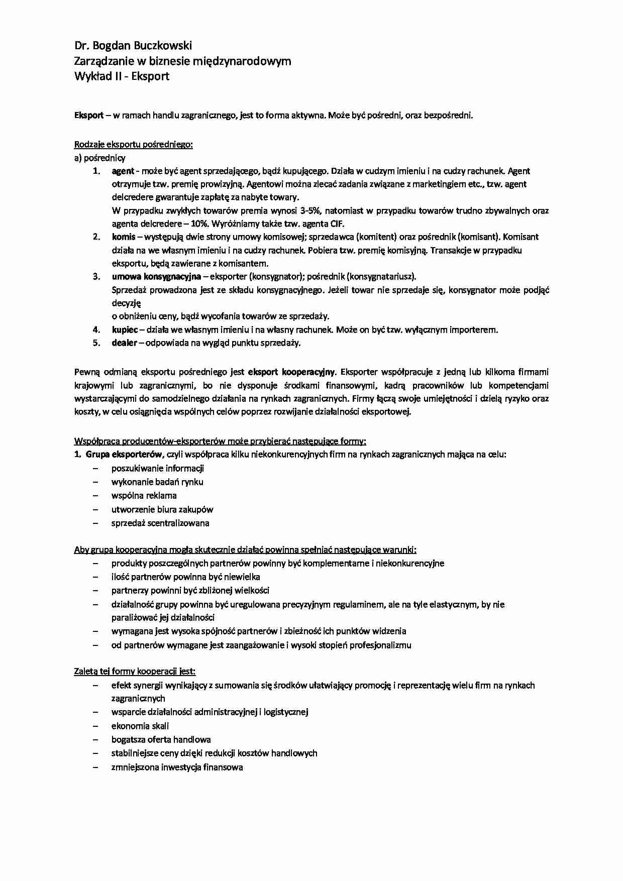 Eksport - wykład - strona 1