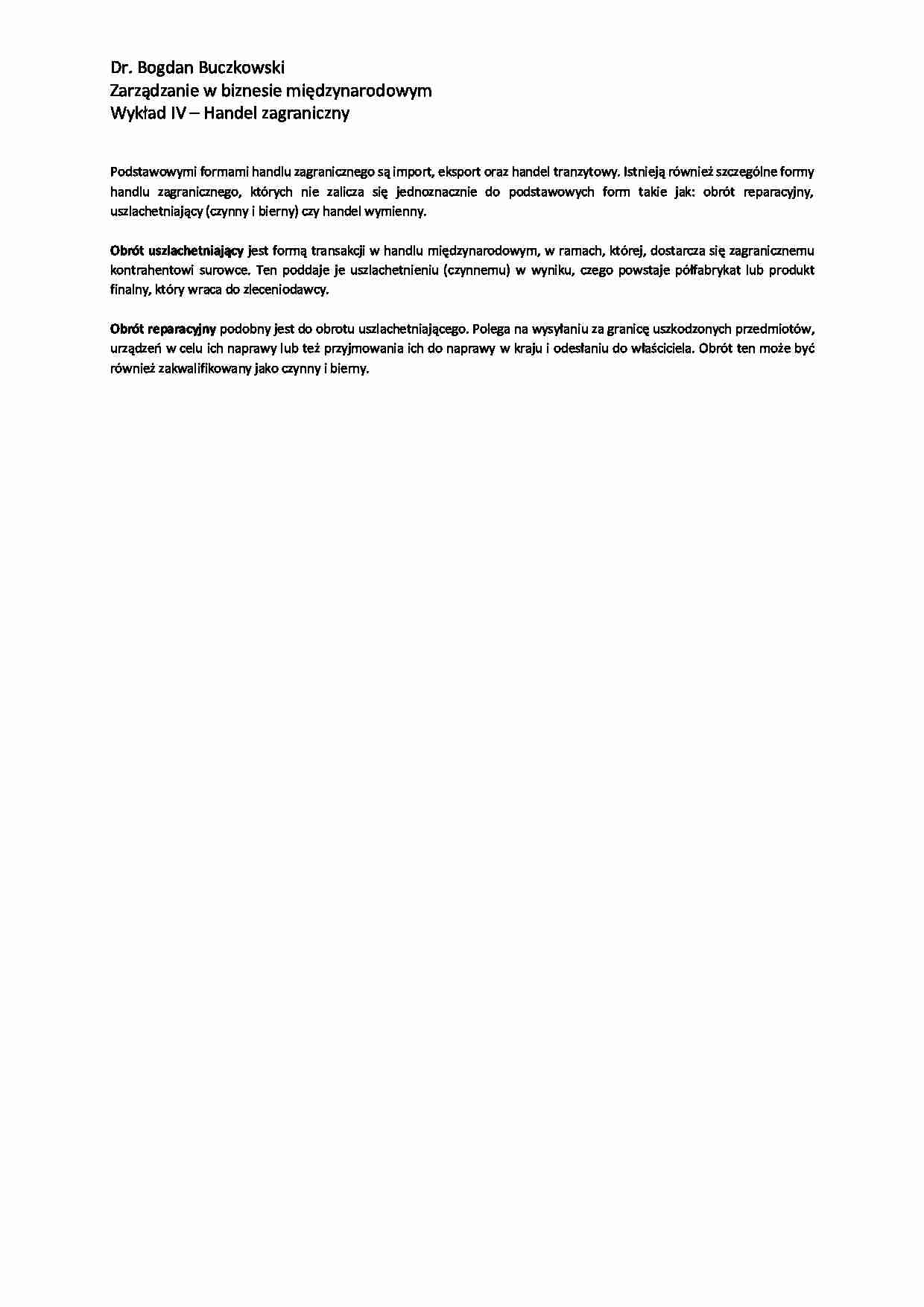 Handel zagraniczny - wykład - strona 1