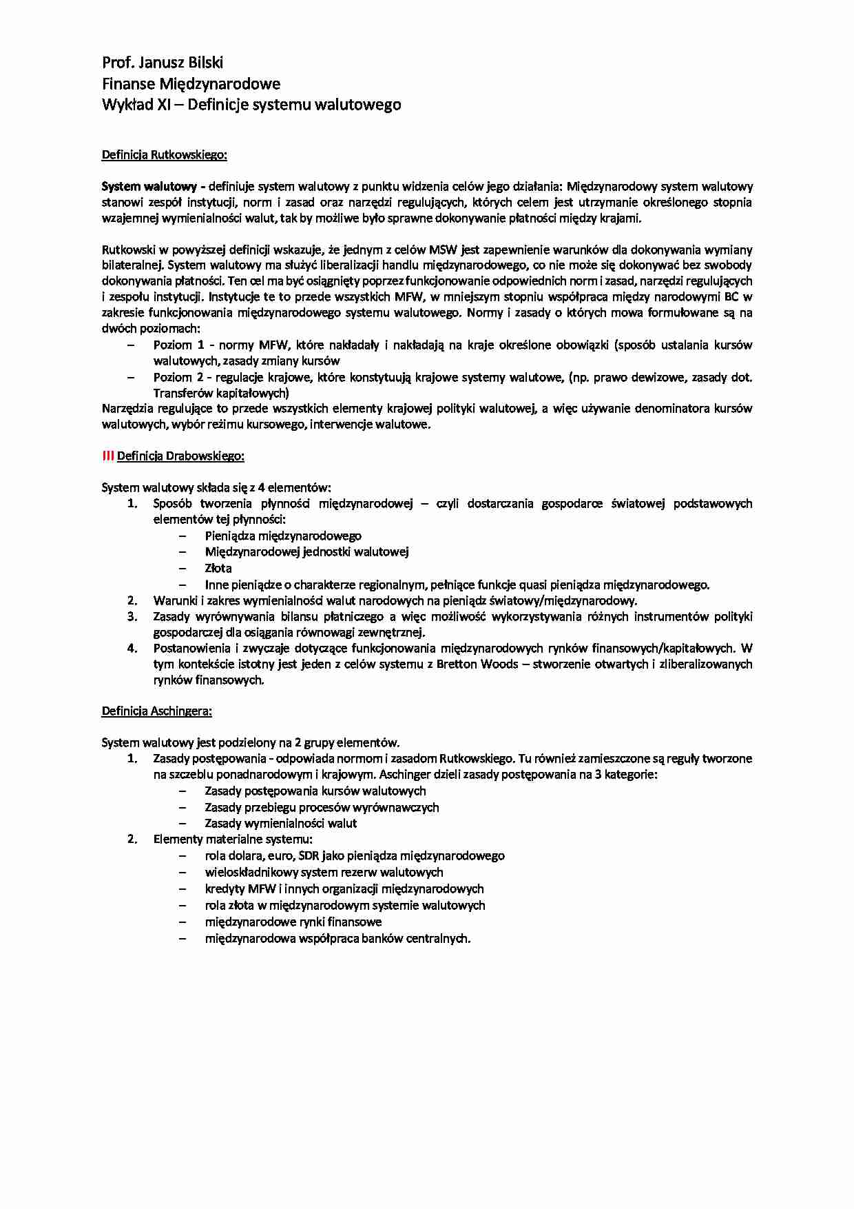 Definicje systemu walutowego - wykład - strona 1