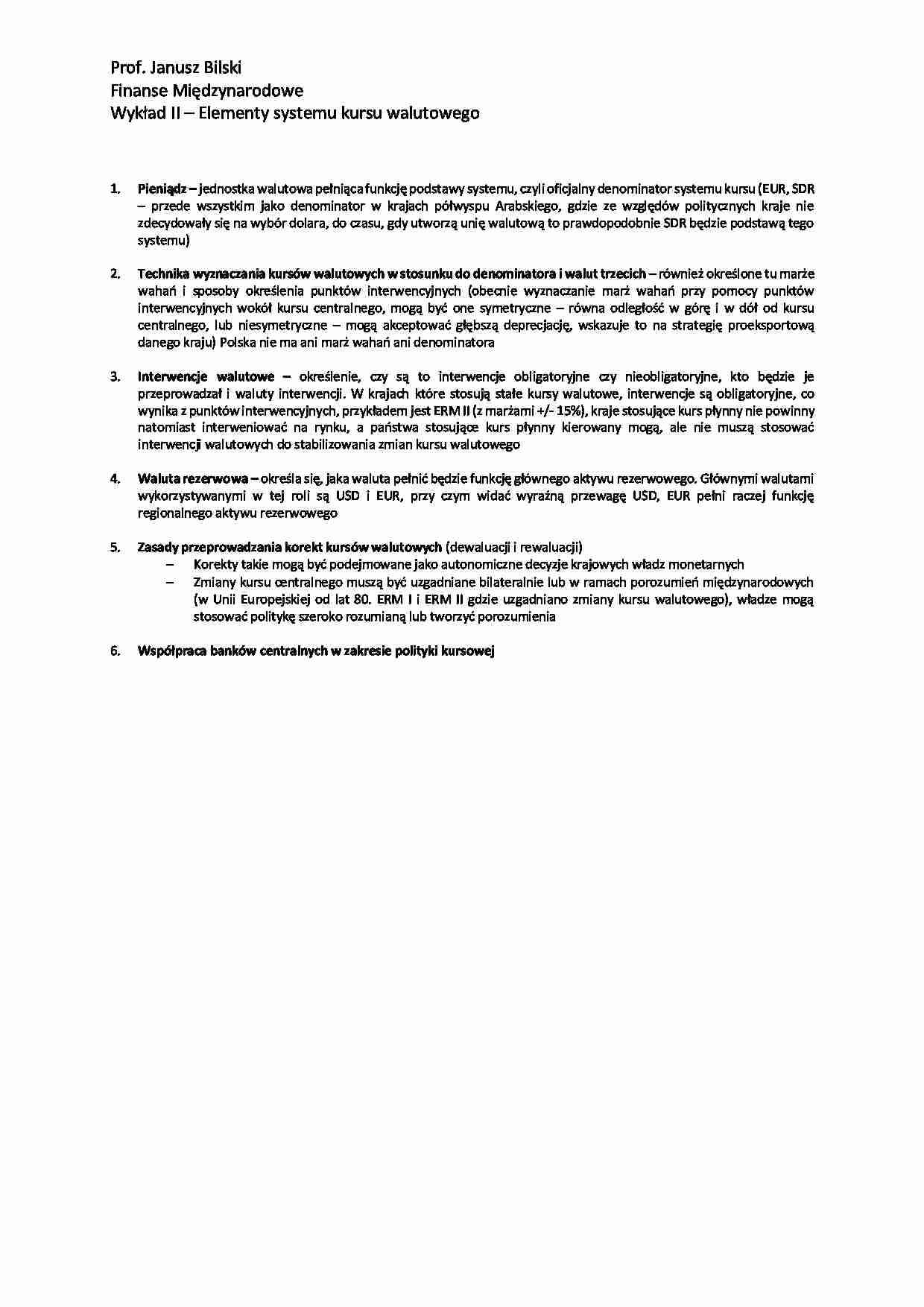 Elementy systemu kursu walutowego - wykład - strona 1