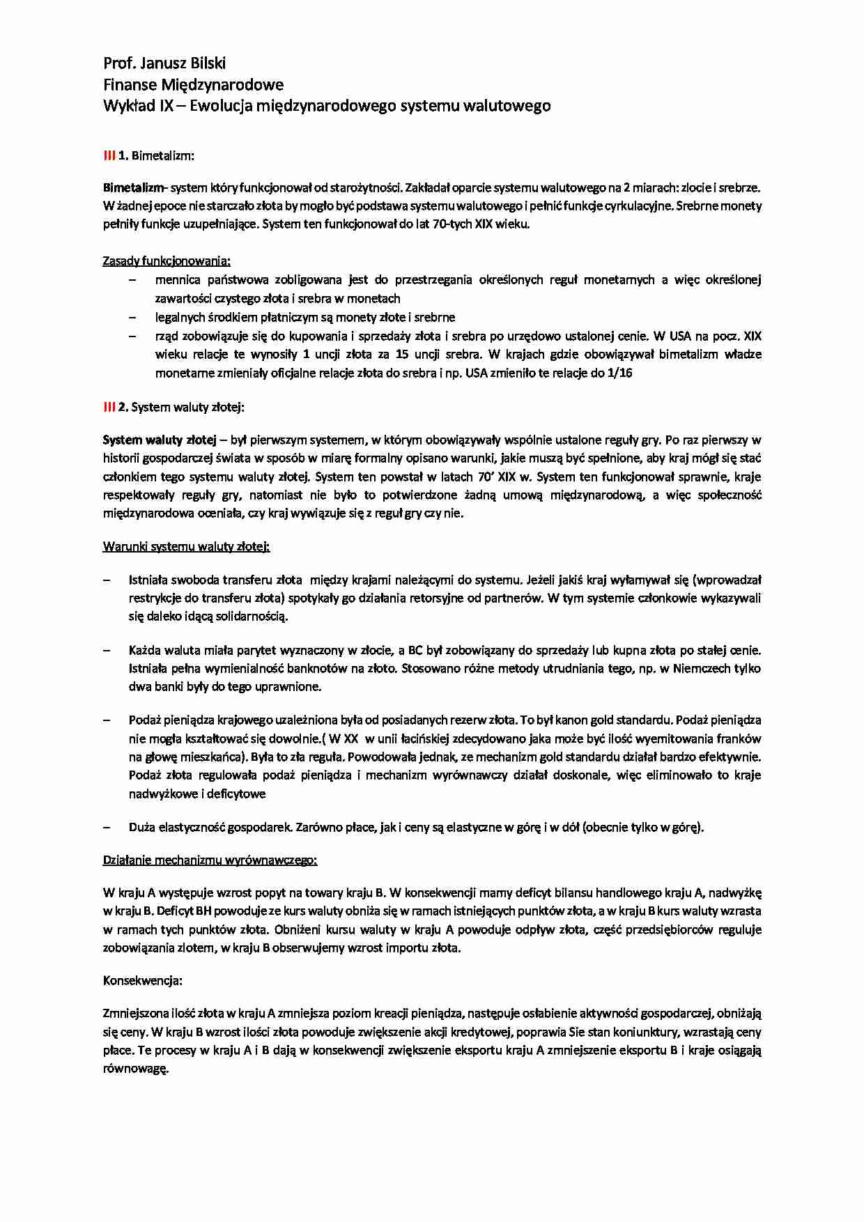 Ewolucja międzynarodowego systemu walutowego - wykład - strona 1