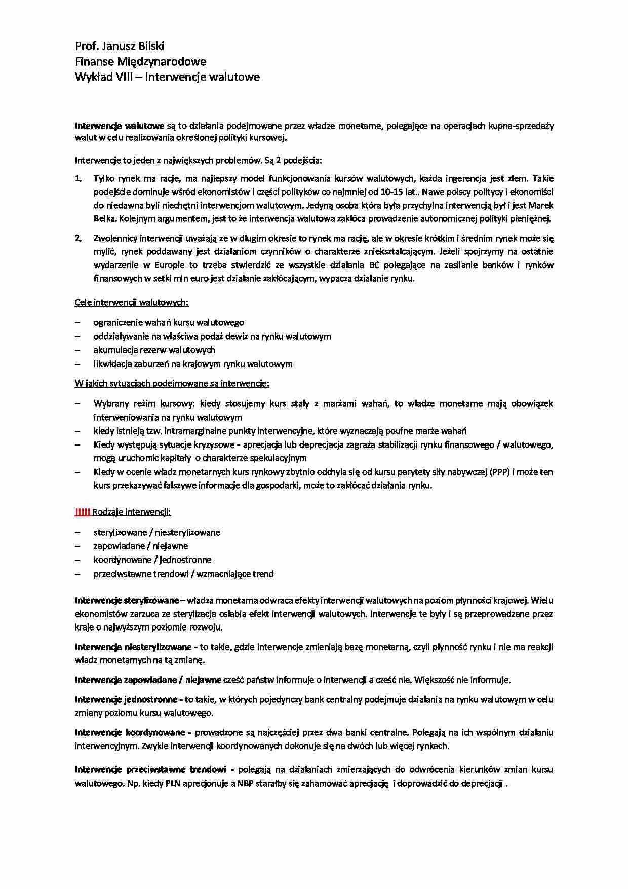 Interwencje walutowe - wykład - strona 1