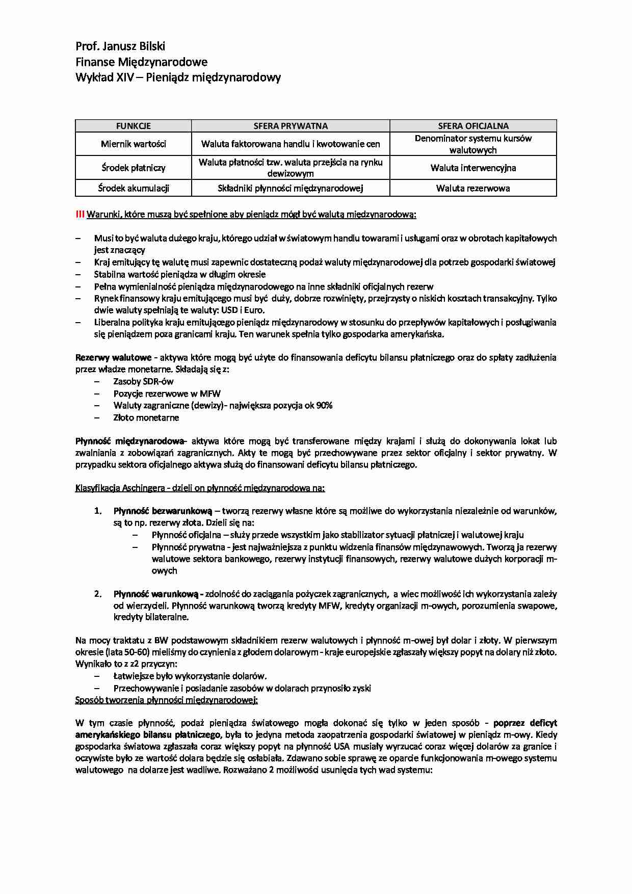 Pieniądz międzynarodowy - wykład - strona 1