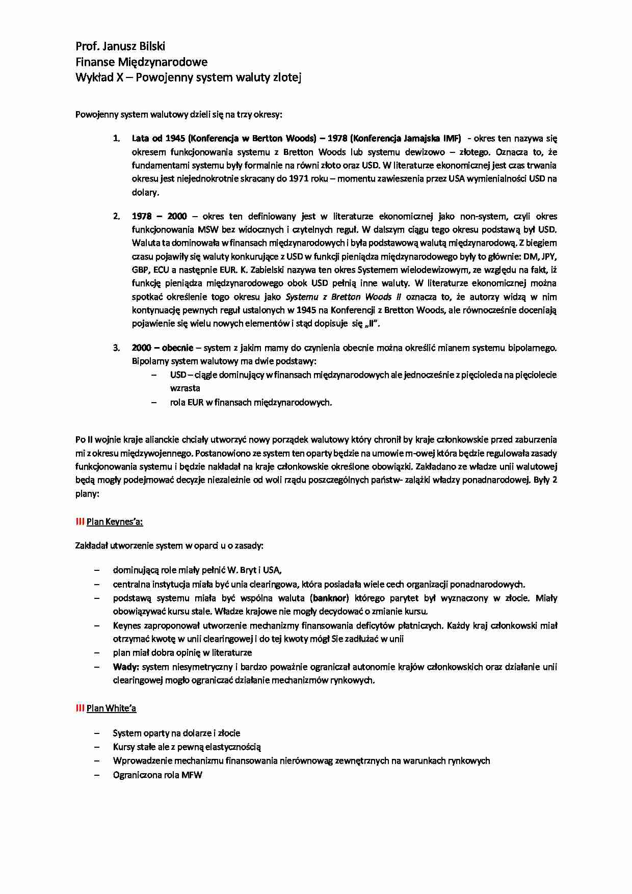 Powojenny system waluty zlotej - wykład - strona 1