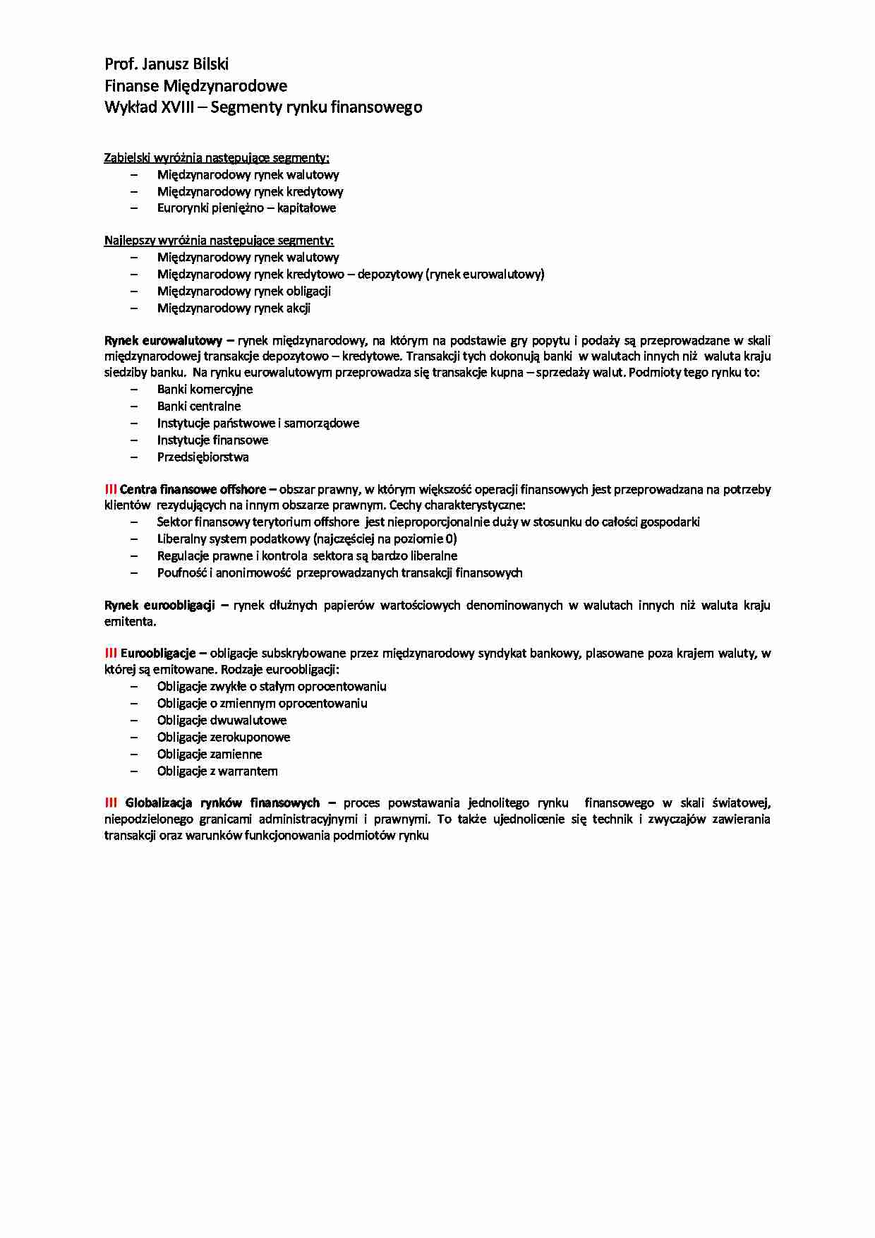 Segmenty rynku finansowego - wykład - strona 1