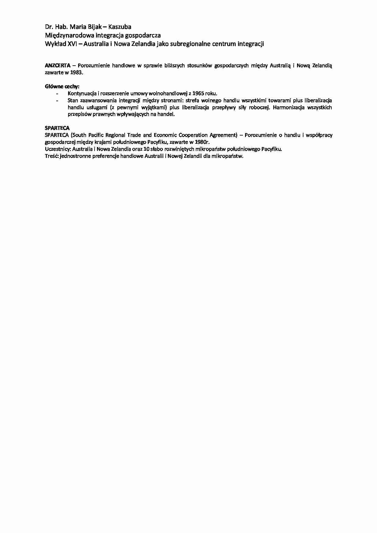 Australia i Nowa Zelandia jako centrum integracji - wykład - strona 1