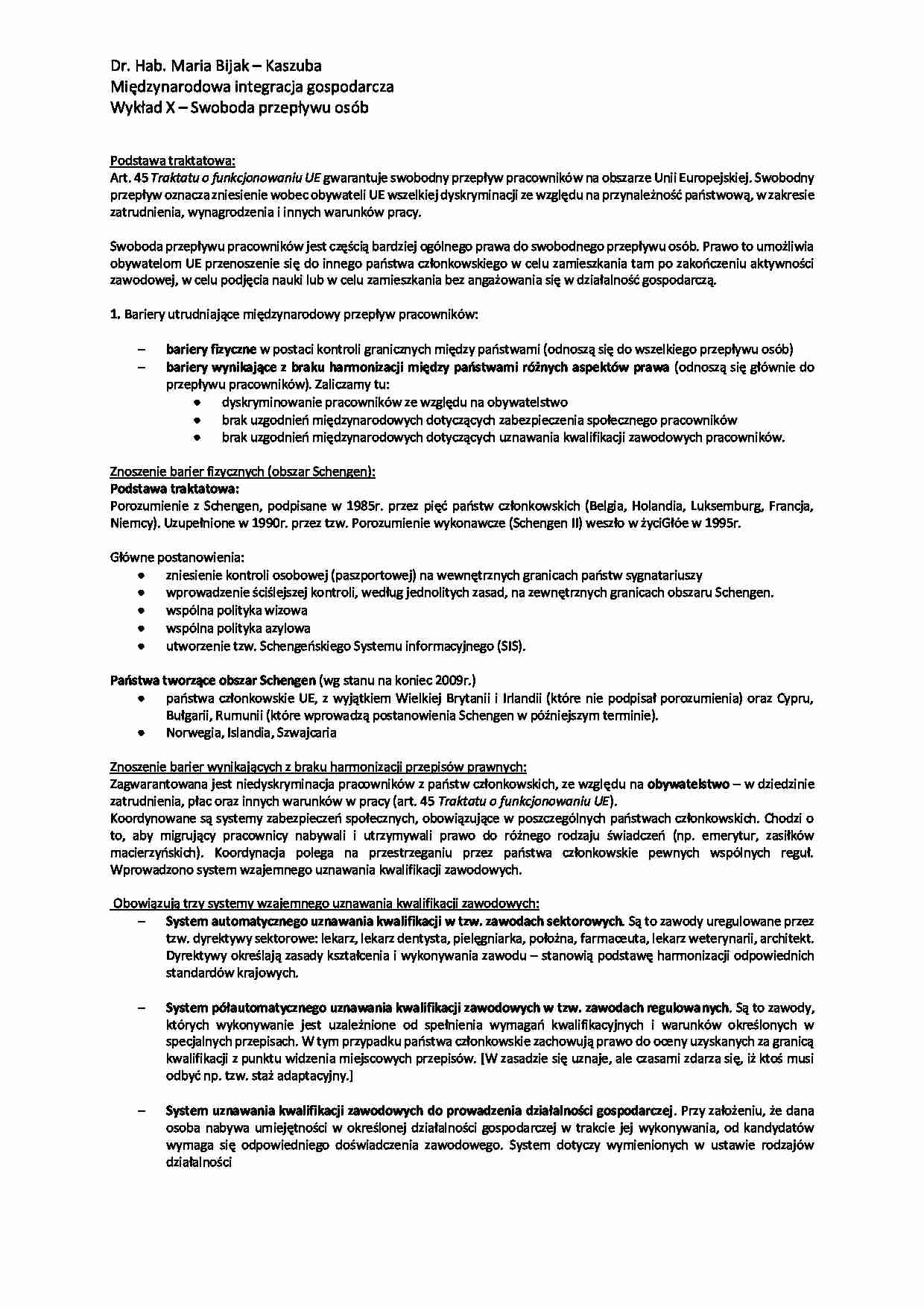 Swoboda przepływu osób - wykład - strona 1