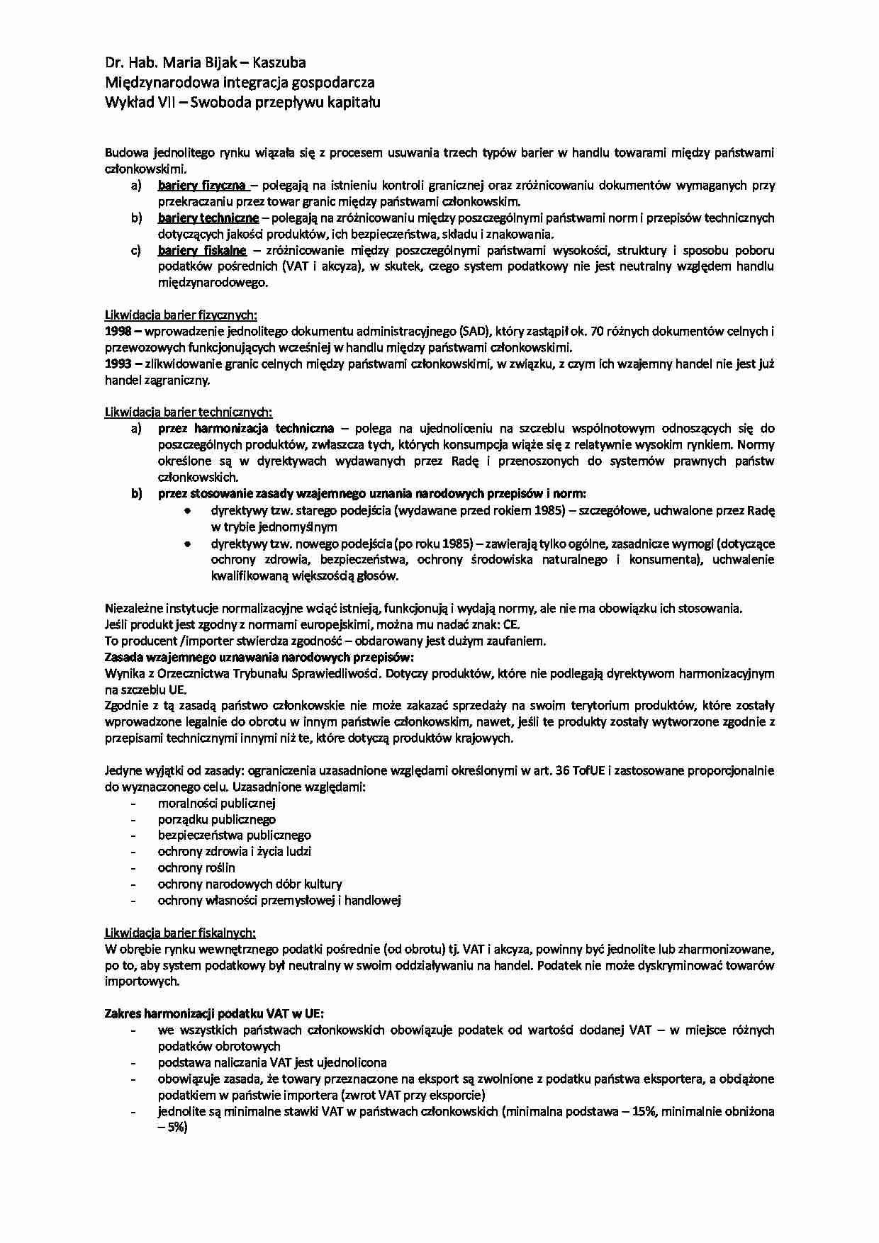 Swoboda przepływu towarów - wykład - strona 1