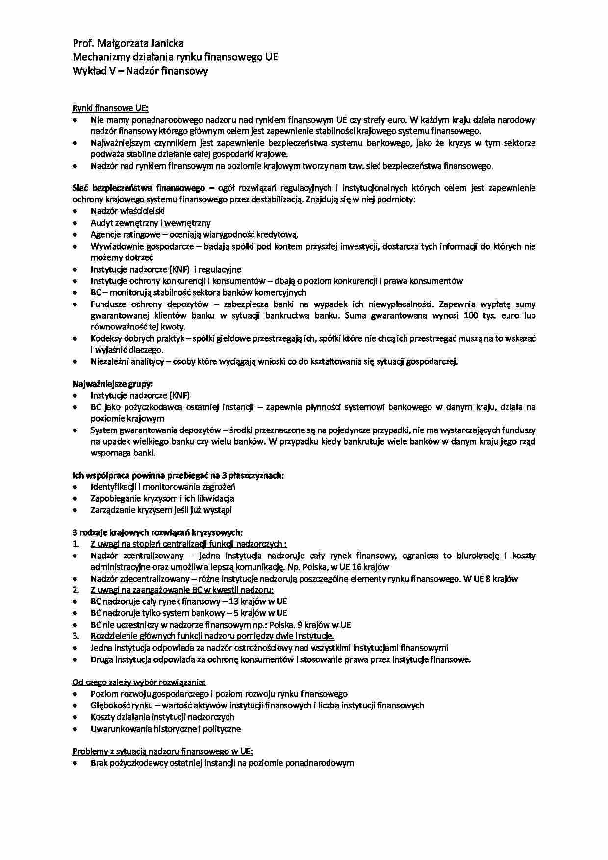 Nadzór finansowy - wykład - strona 1