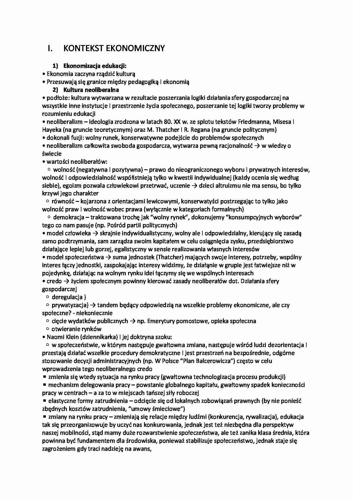 Kontekst ekonomiczny - omówienie - strona 1