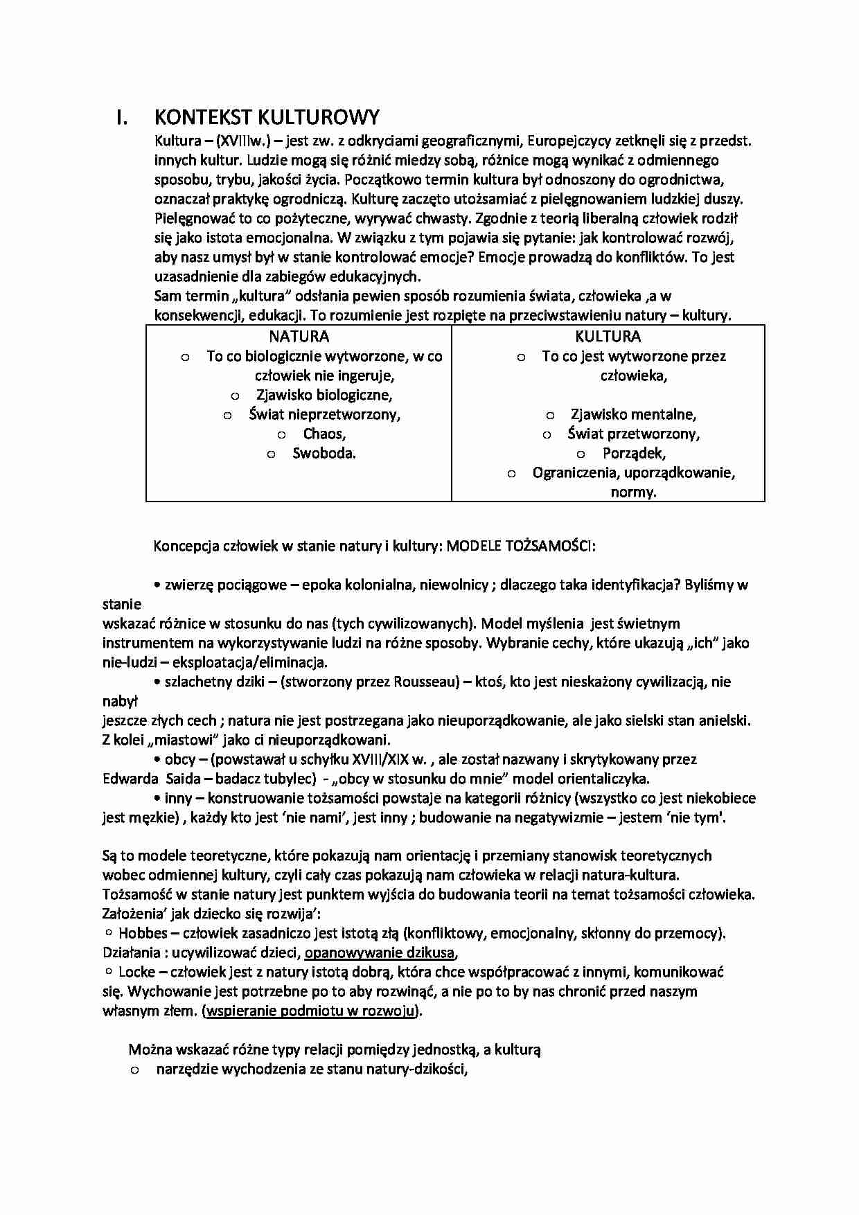 kontekst kulturowy edukacji - omówienie - strona 1