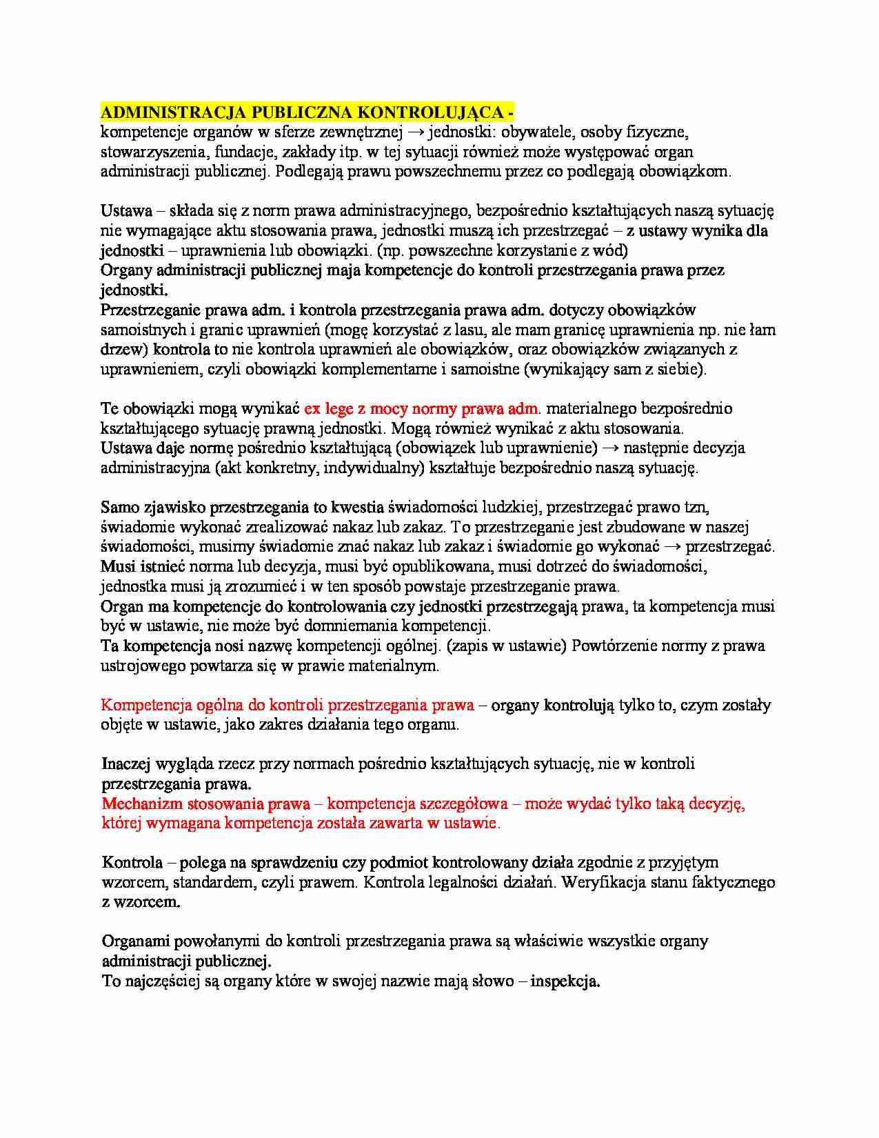 Administracja kontrolująca - omówienie - strona 1