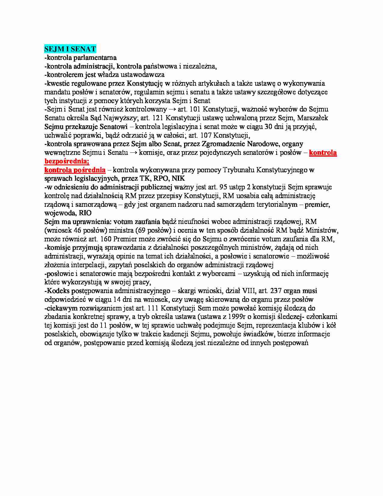 kontrola sejmu i senatu - omówienie - strona 1