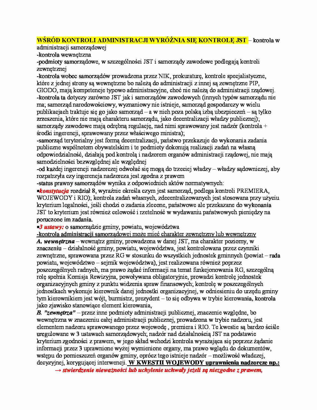 kontrola w administracji samorządowej - omówienie - strona 1