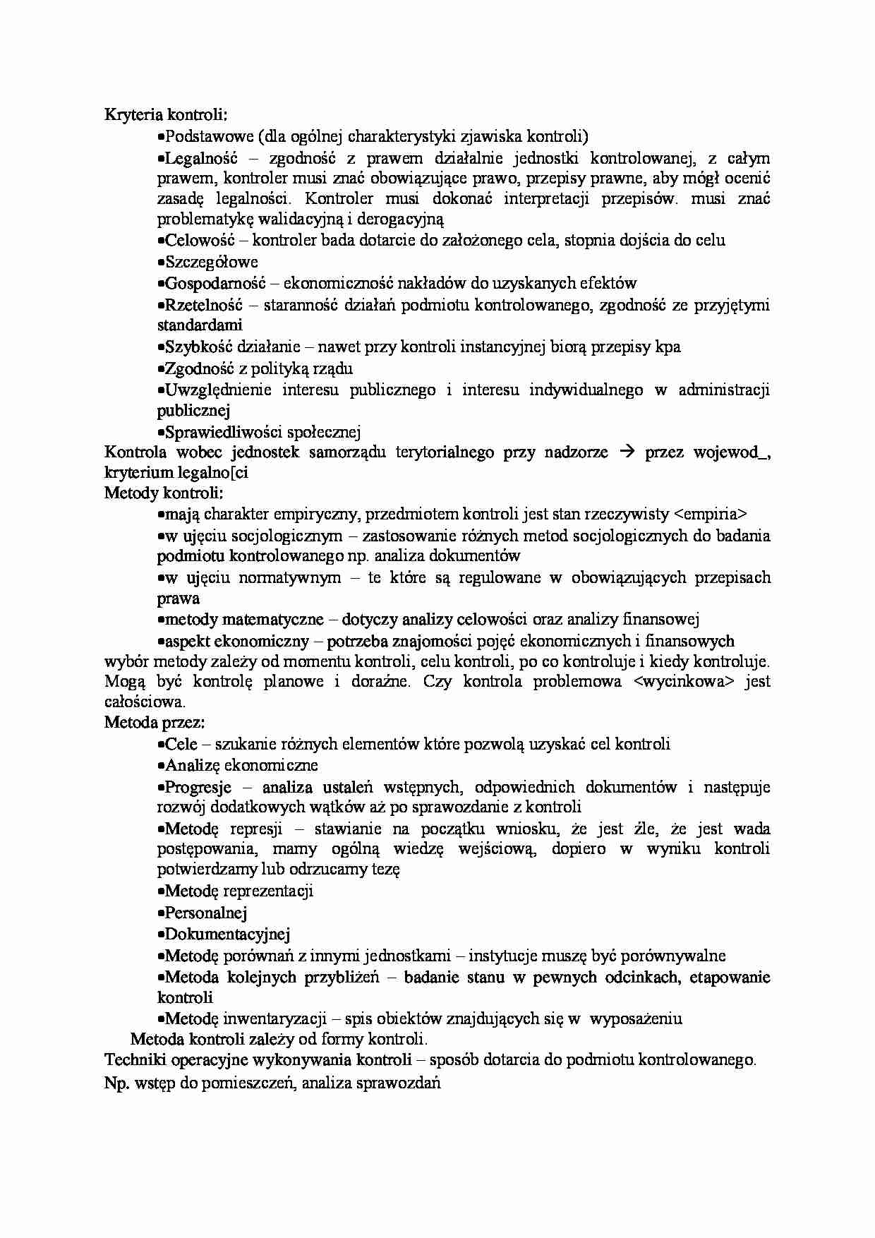 kryteria i metody kontroli - omówienie - strona 1