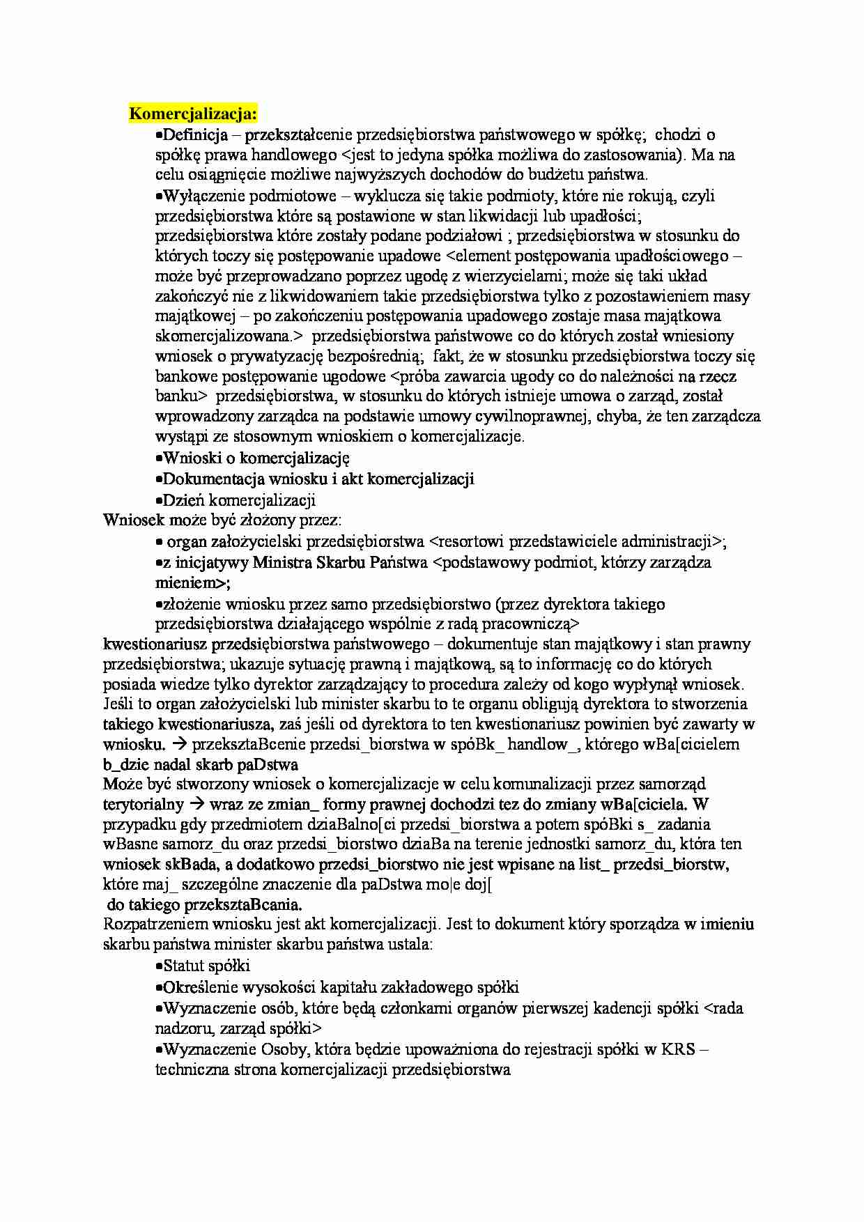 komercjalizacja - omówienie - strona 1