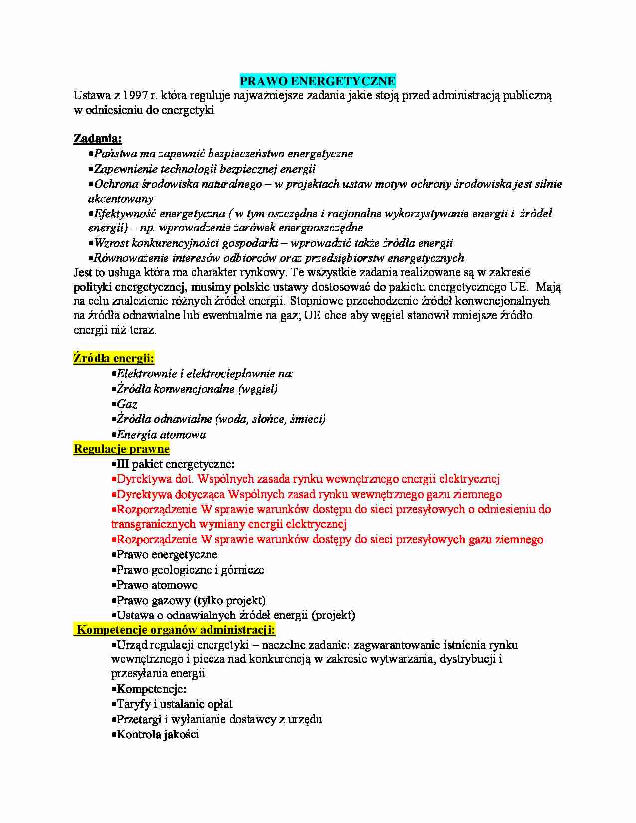 prawo energetyczne - omówienie - strona 1