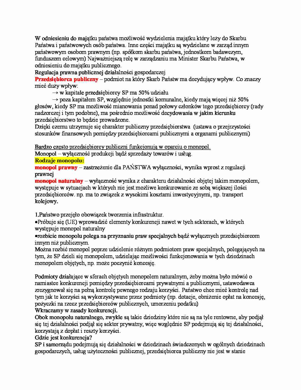 przedsiębiorca publiczny i monopol - omówienie - strona 1