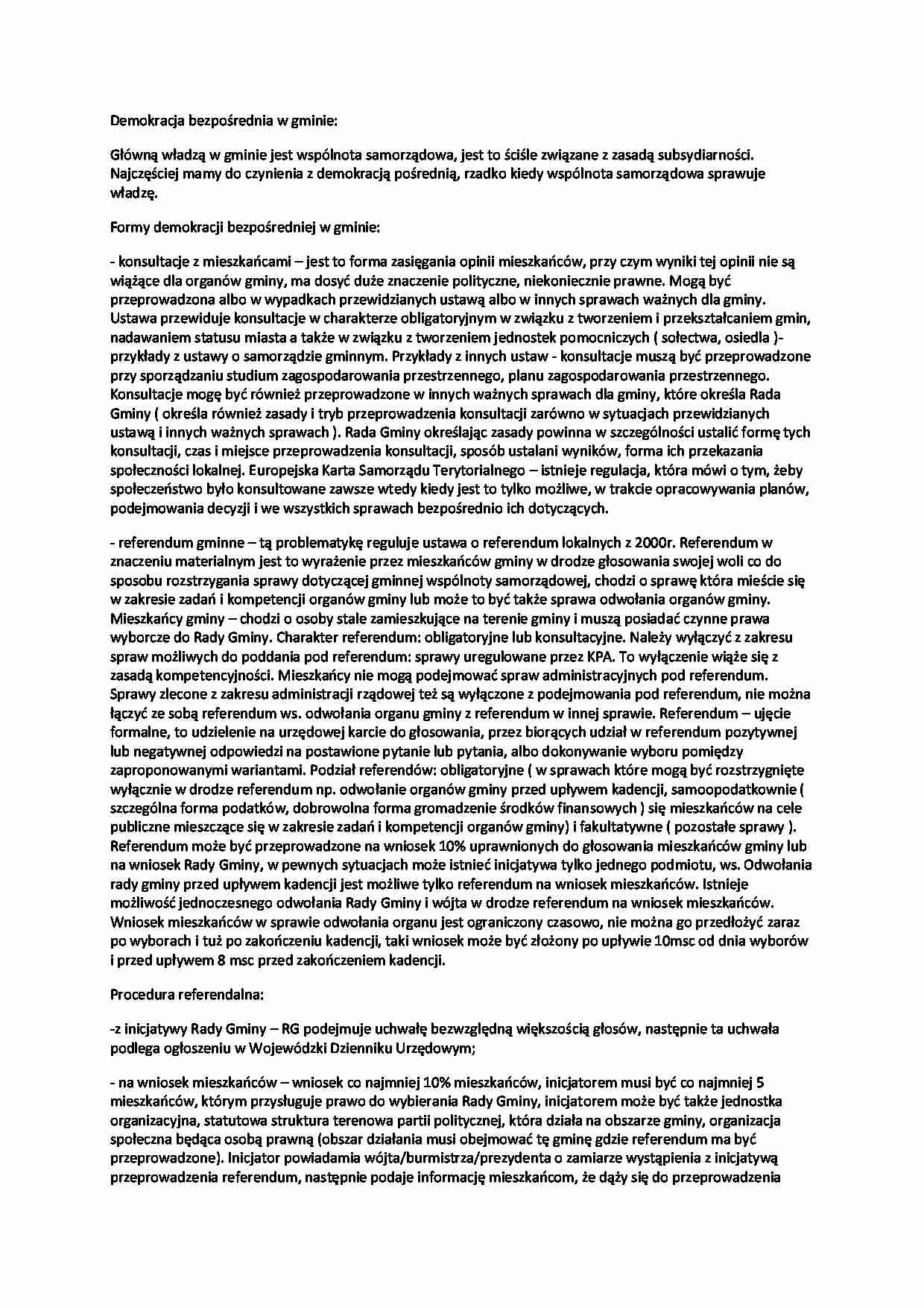 demokracja bezpośrednia w gminie - omówienie - strona 1