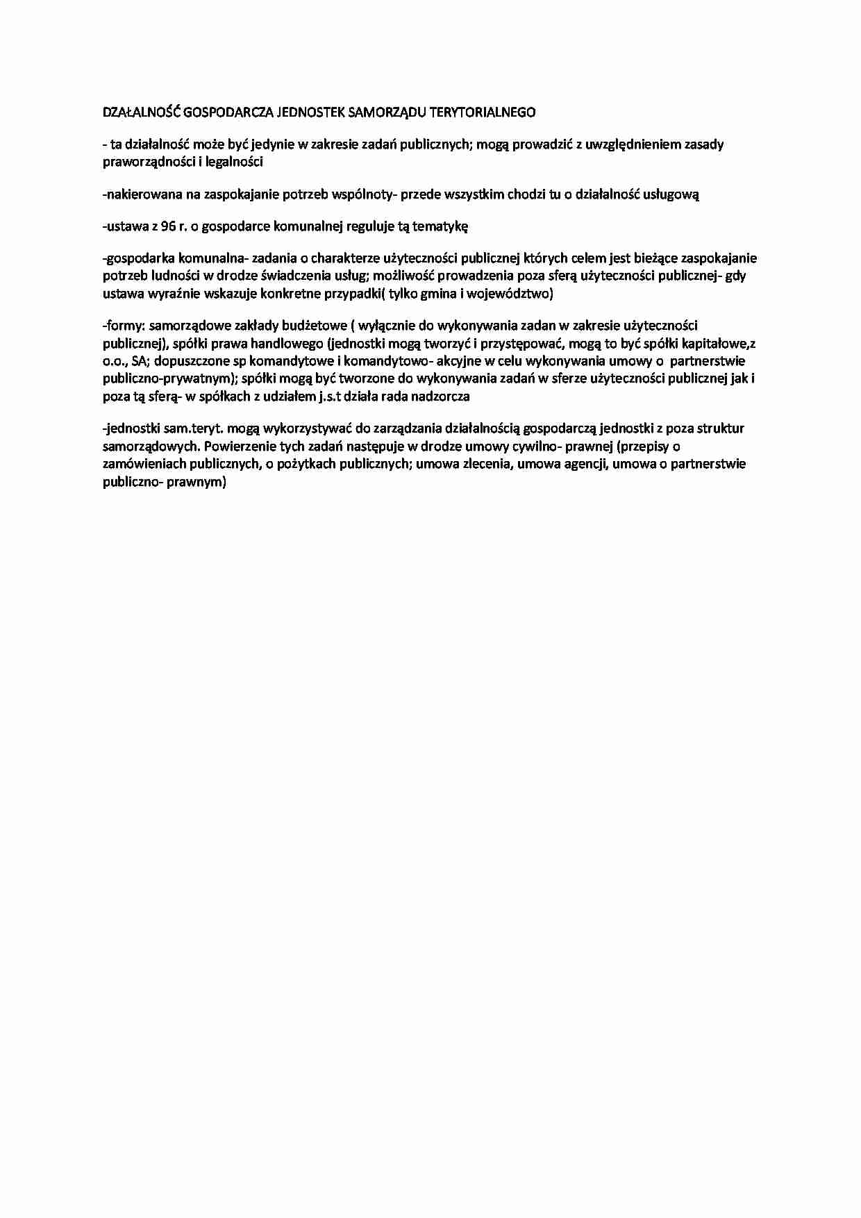Działalność gospodarcza jednostek samorządu - omówienie - strona 1