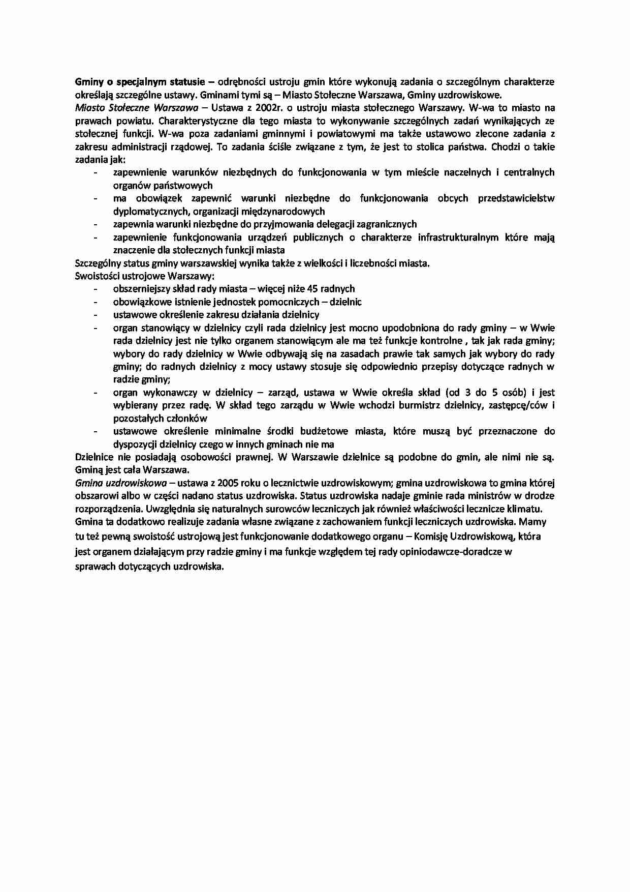 gminy o specjalnym statusie - omówienie - strona 1