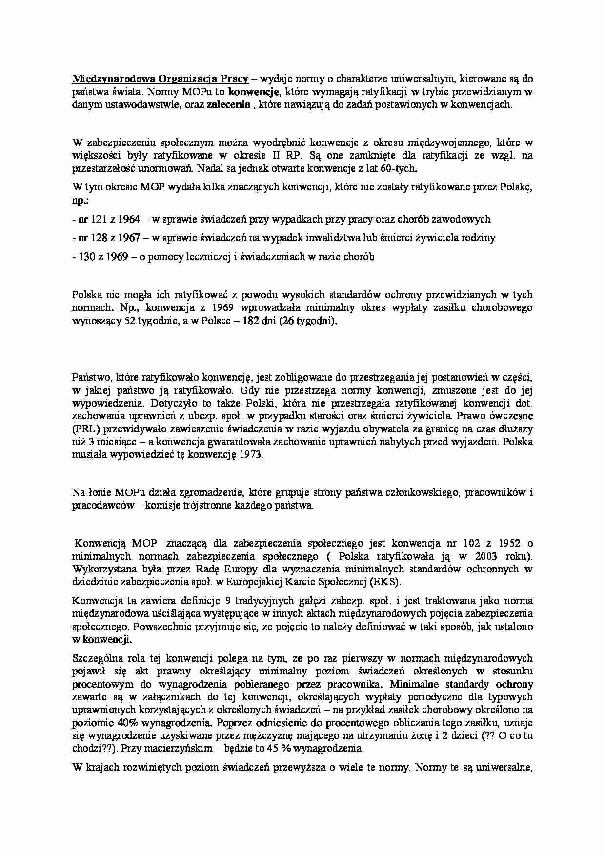 Międzynarodowa Organizacja Pracy - omówienie - strona 1