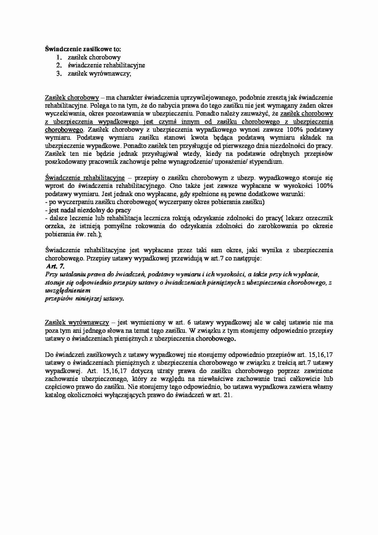 zasiłek - omówienie - strona 1