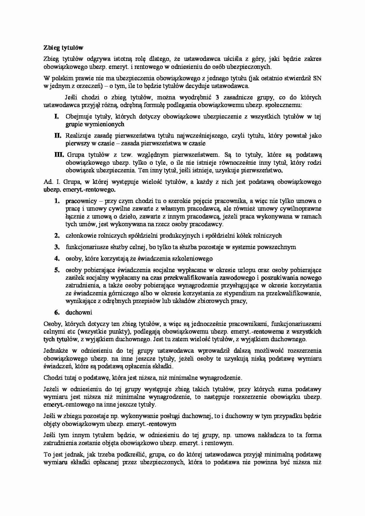 Ubezpieczenia społeczne - zbieg tytułów - strona 1