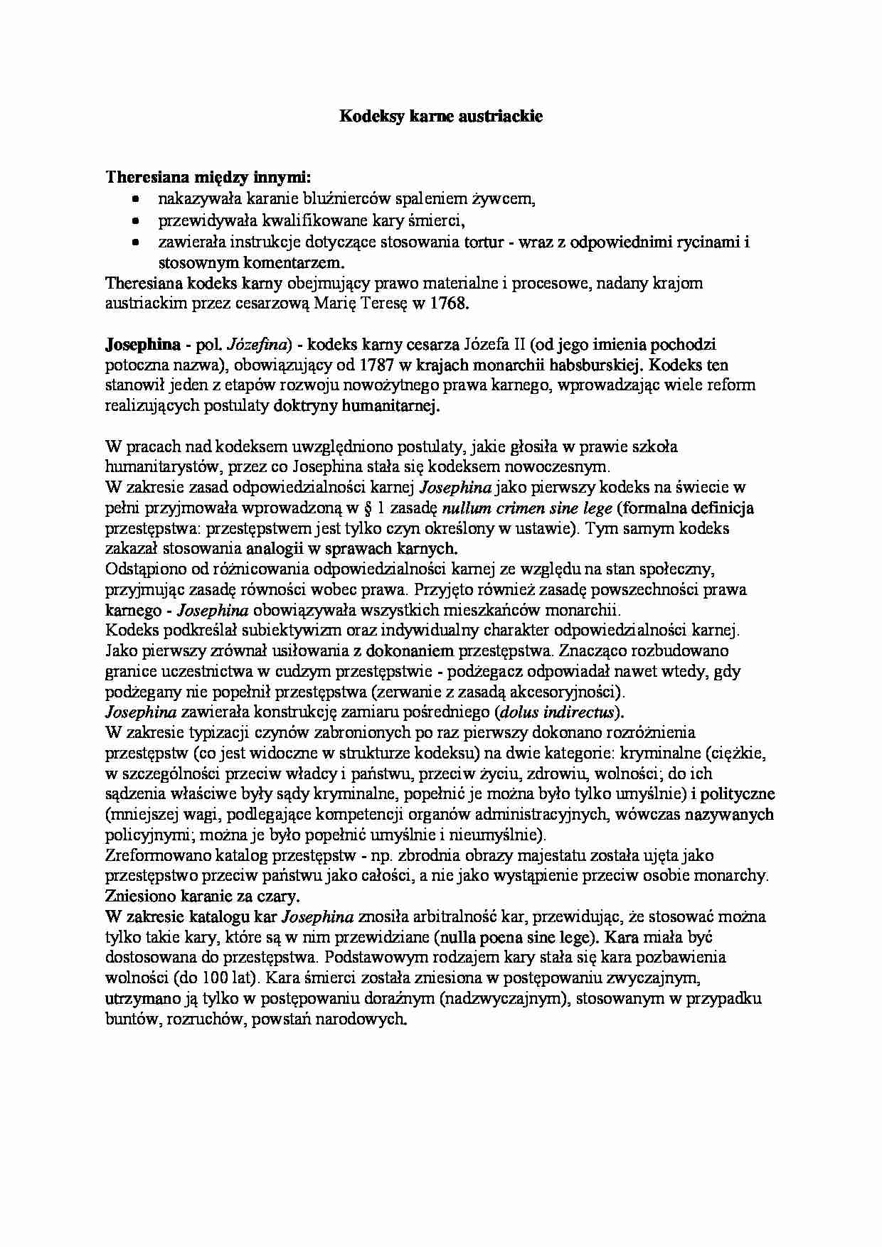 Kodeksy karne austriackie - wykład - strona 1