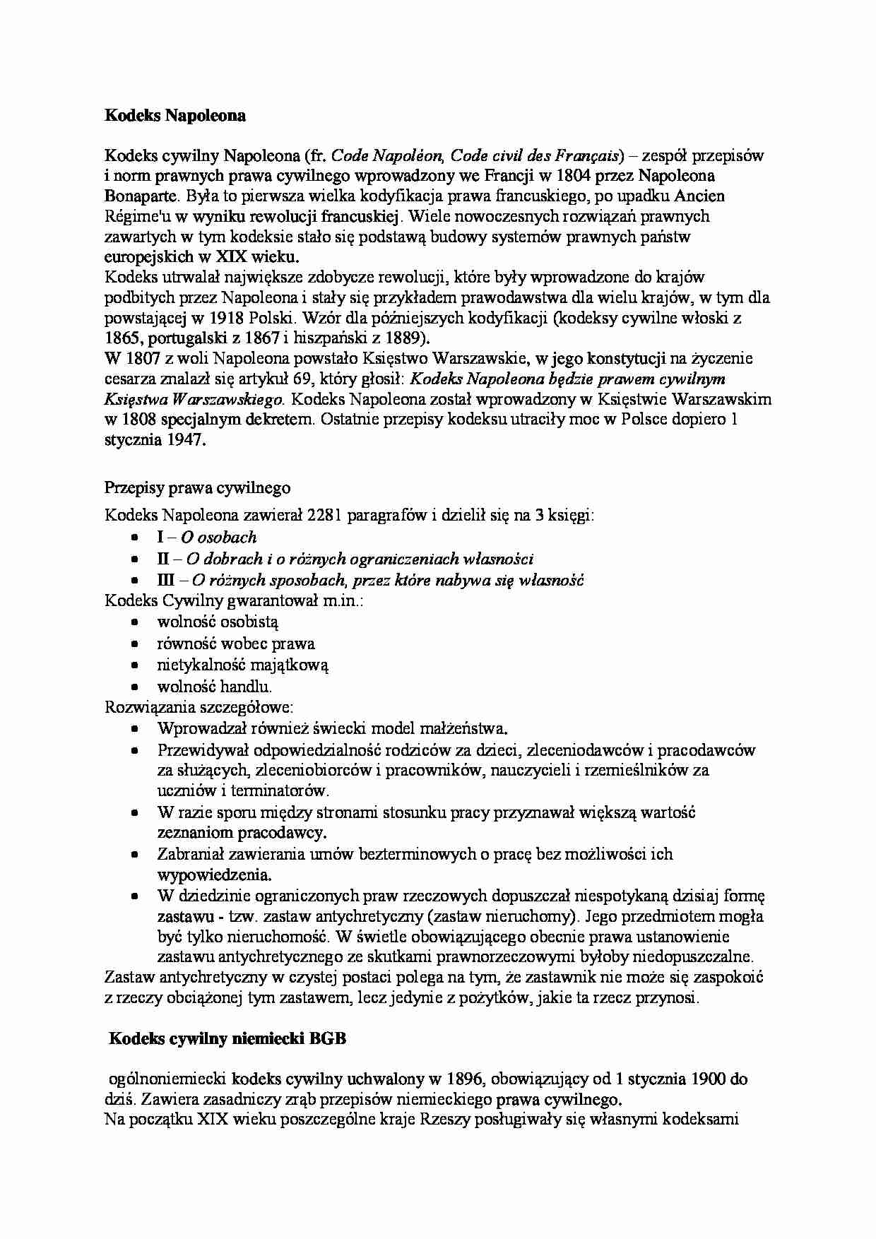 Kodeks Napoleona - wykład - strona 1