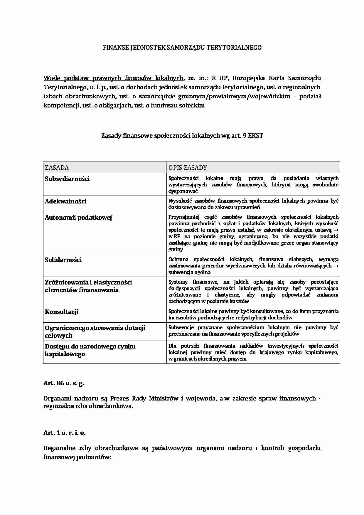 Wykład - finanse jednostek samorządu terytorialnego - strona 1