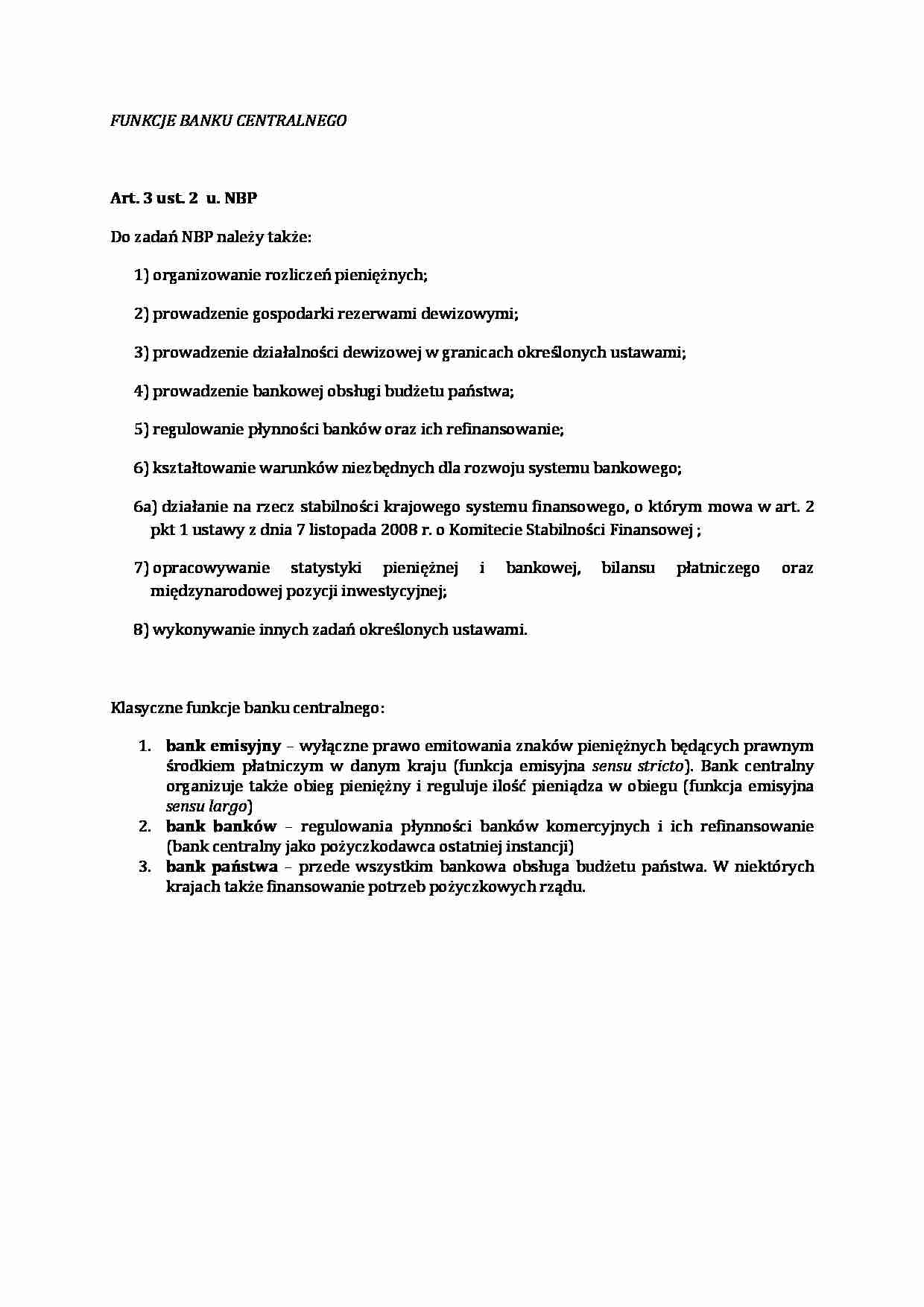 Wykład - funkcje banku centralnego - strona 1