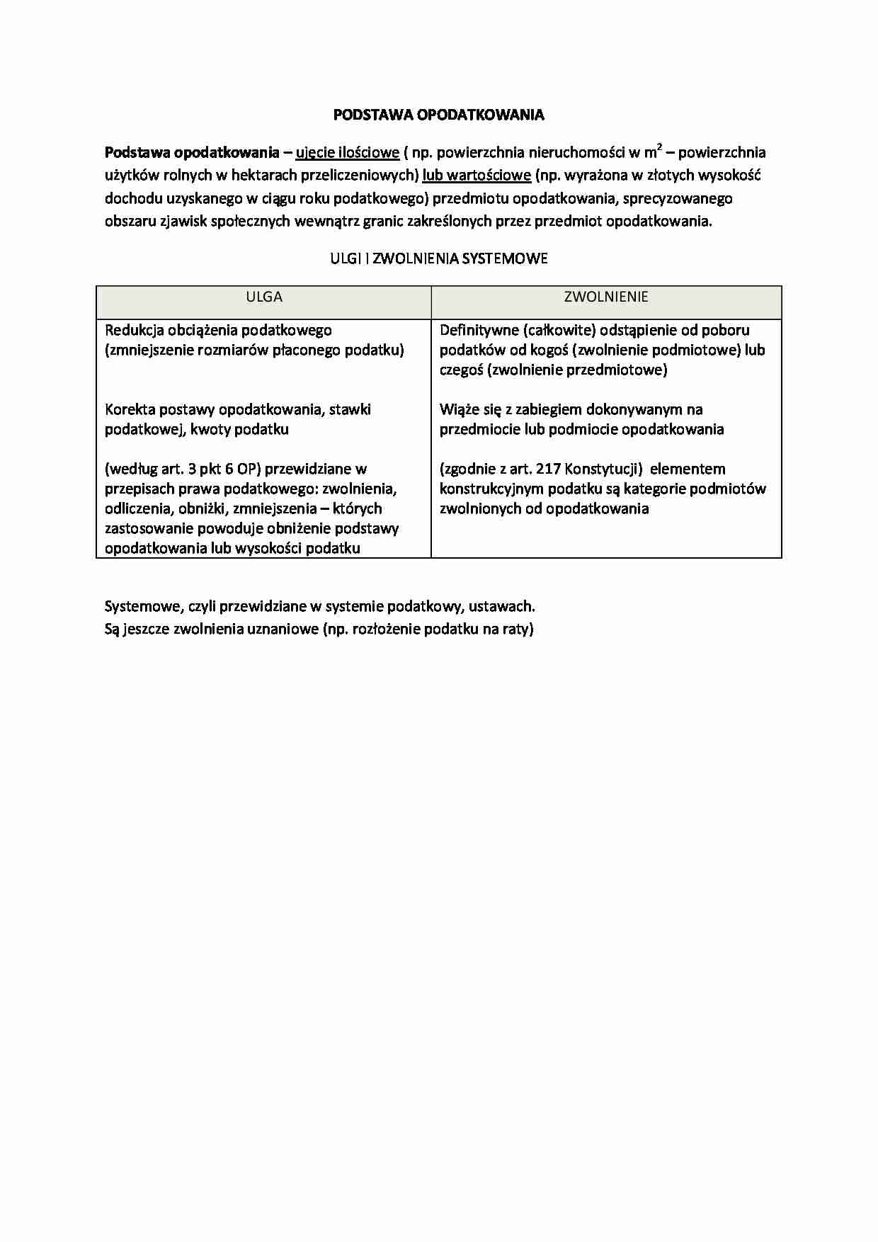 Wykład - podstawa opodatkowania - strona 1