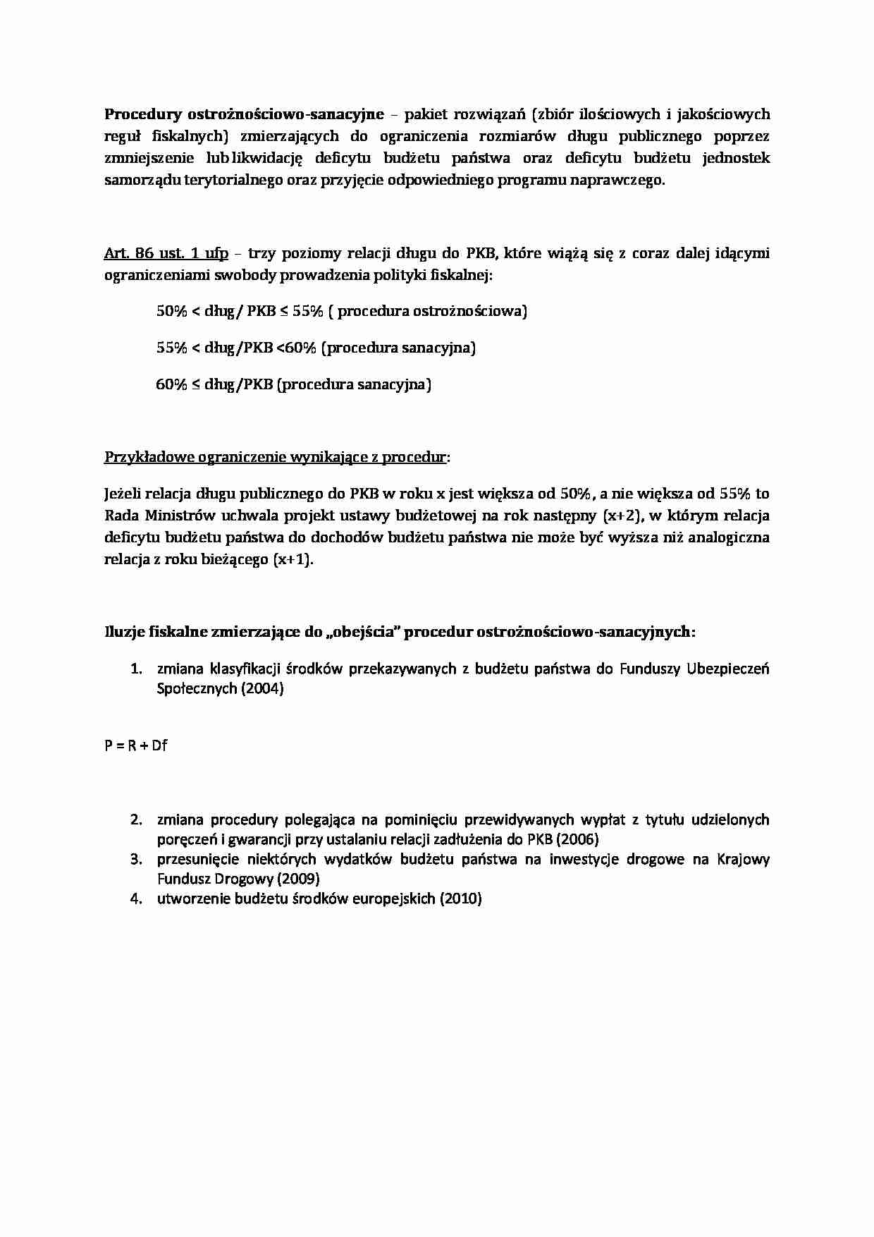 Wykład - procedury ostrożnościowo-sanacyjne - strona 1