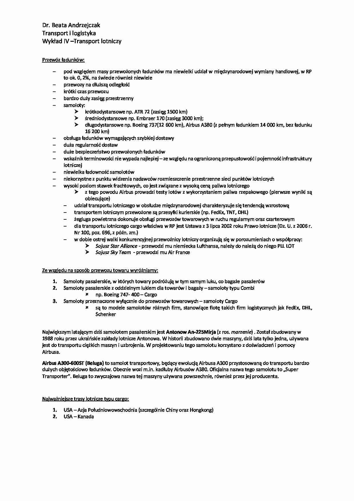 Transport lotniczy - omówienie - strona 1