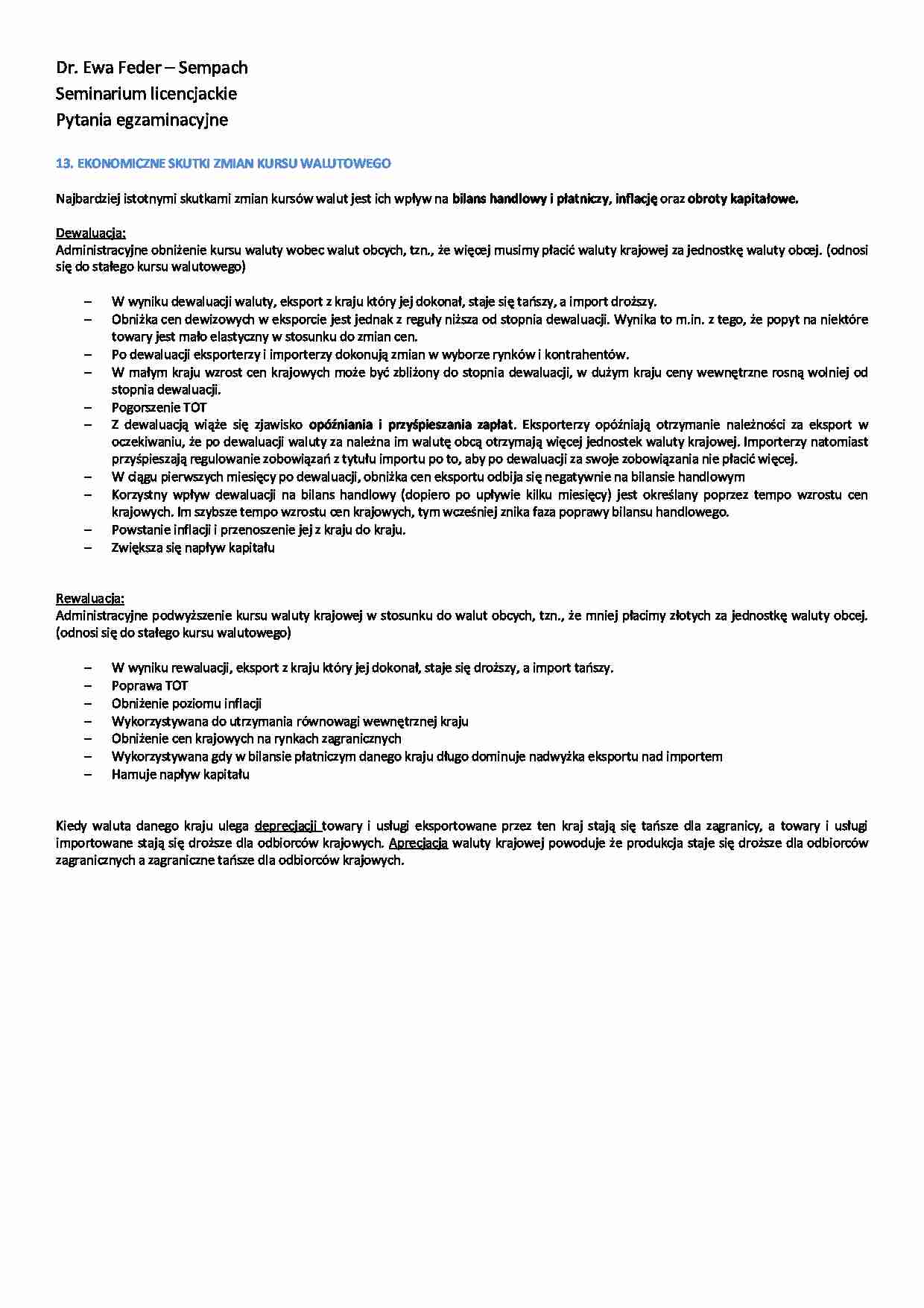 Ekonomiczne skutki zmiany kursu walutowego - omówienie - strona 1