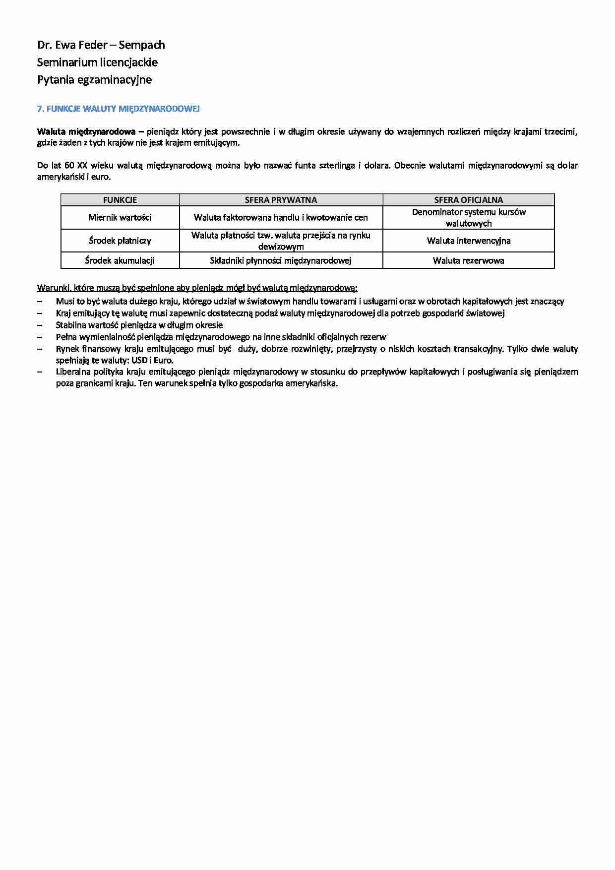 Funkcje waluty międzynarodowej - omówienie - strona 1