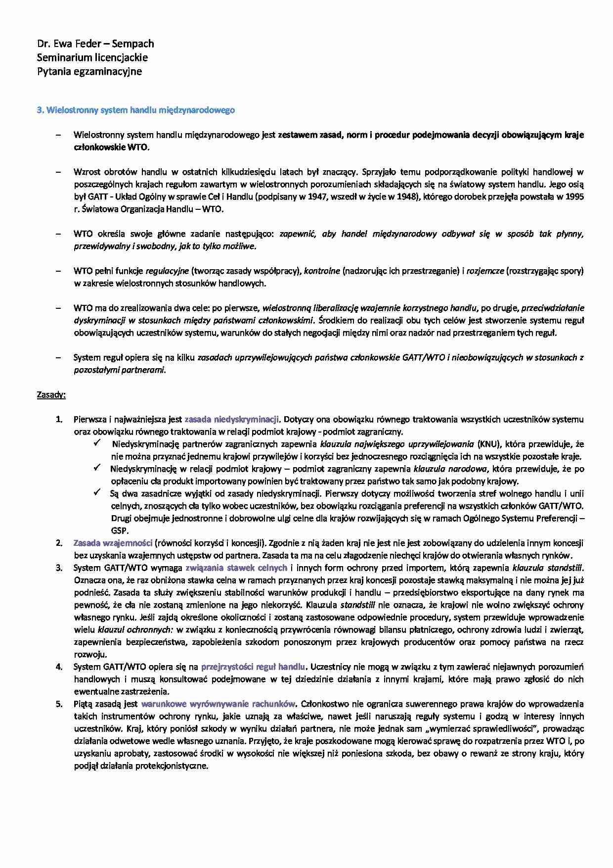 Wielostronny system handlu międzynarodowego - omówienie - strona 1
