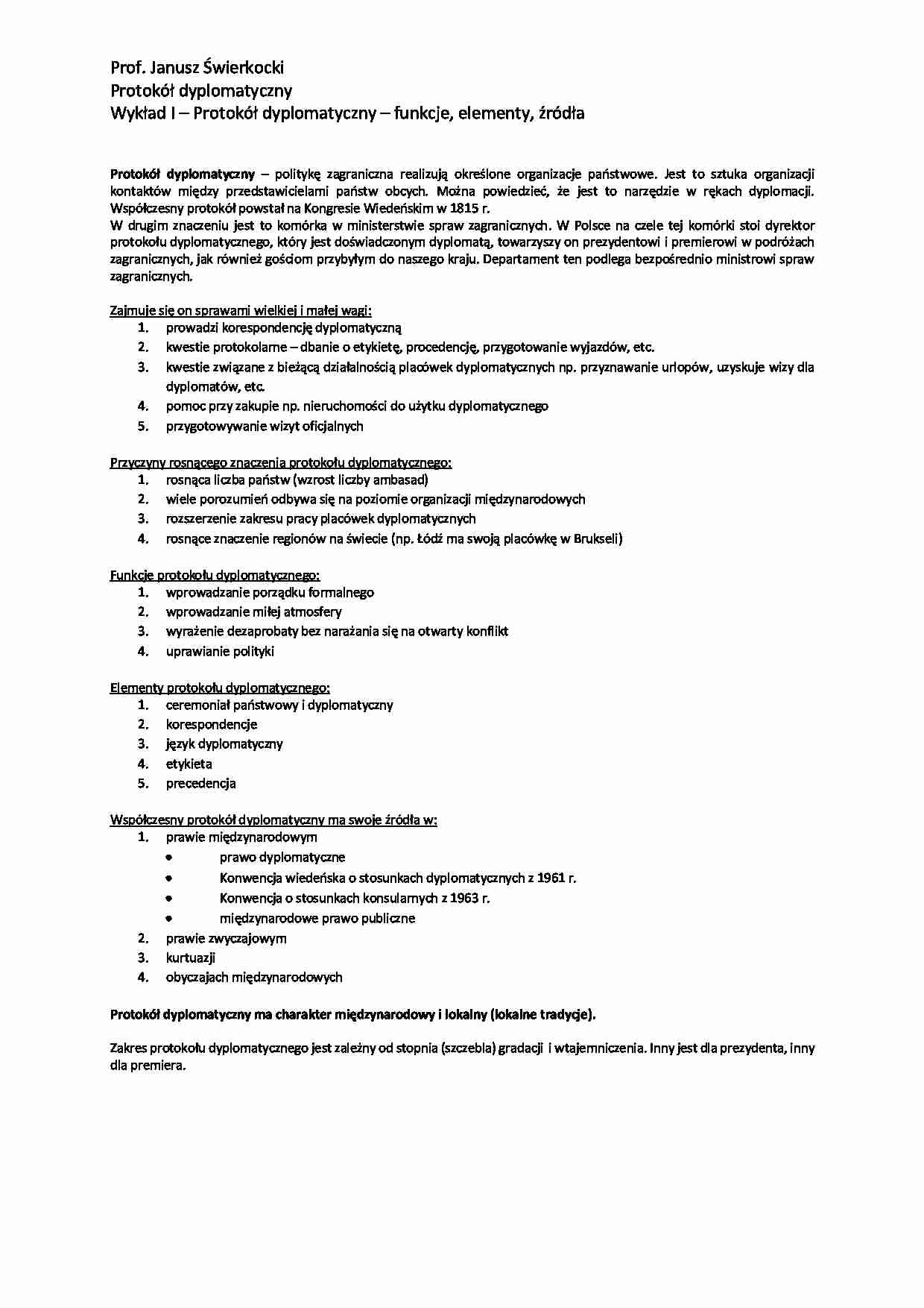 Protokół dyplomatyczny - omówienie - strona 1