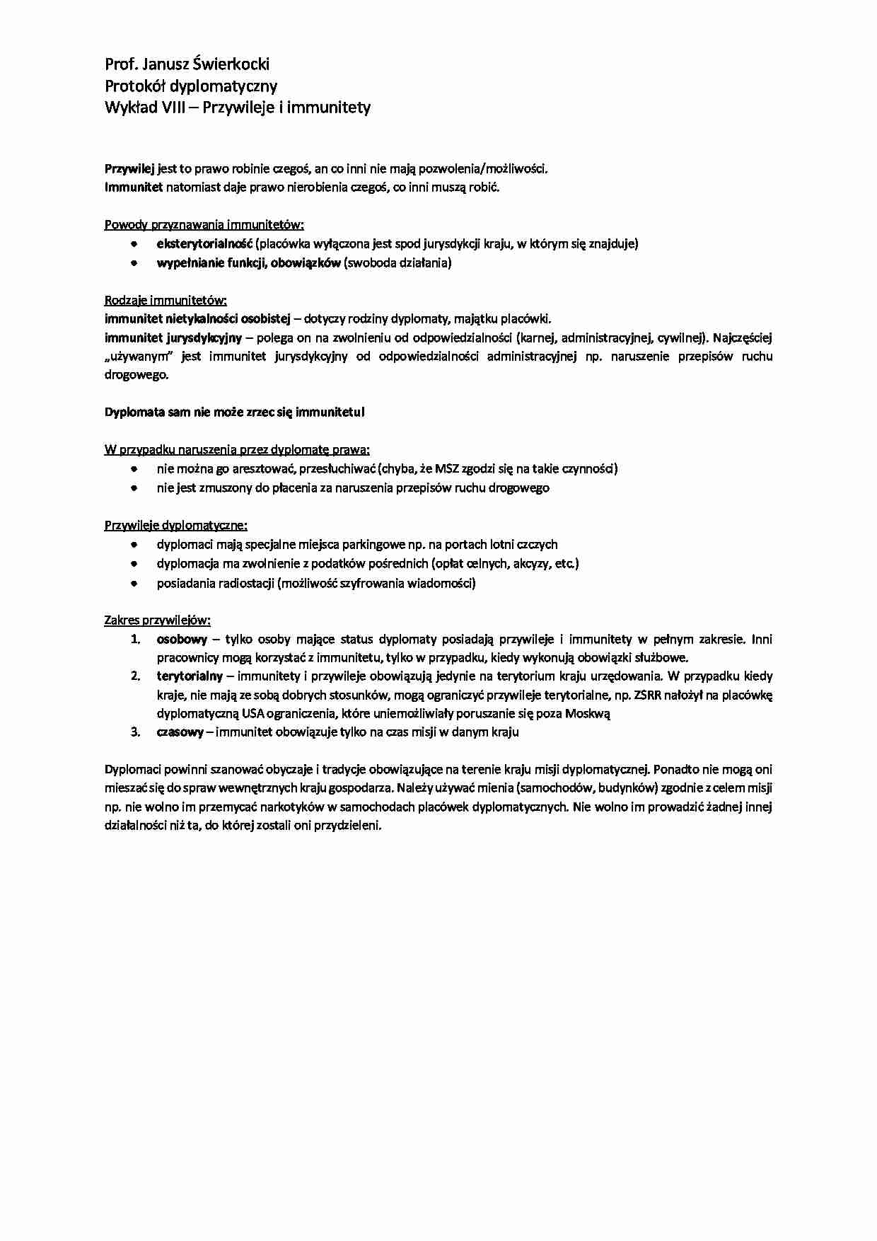 Przywileje i immunitety - omówienie - strona 1