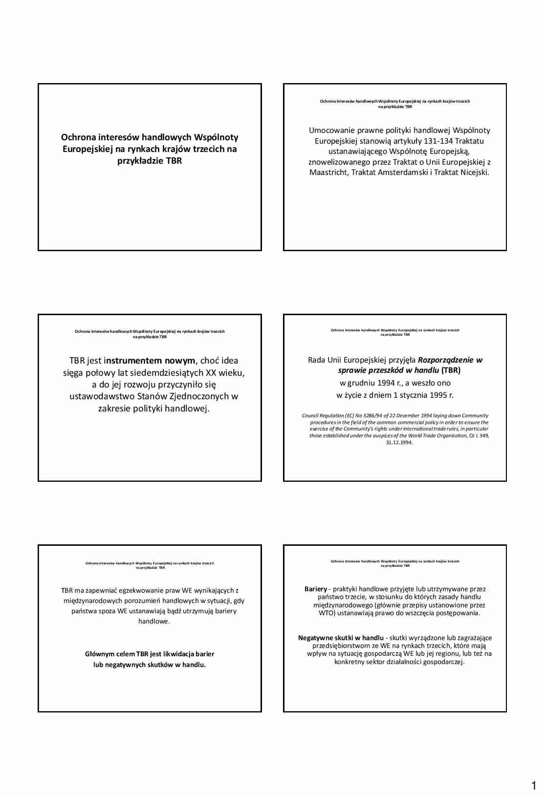 Ochrona interesów handlowych Wspólnoty Europejskiej - omówienie - strona 1