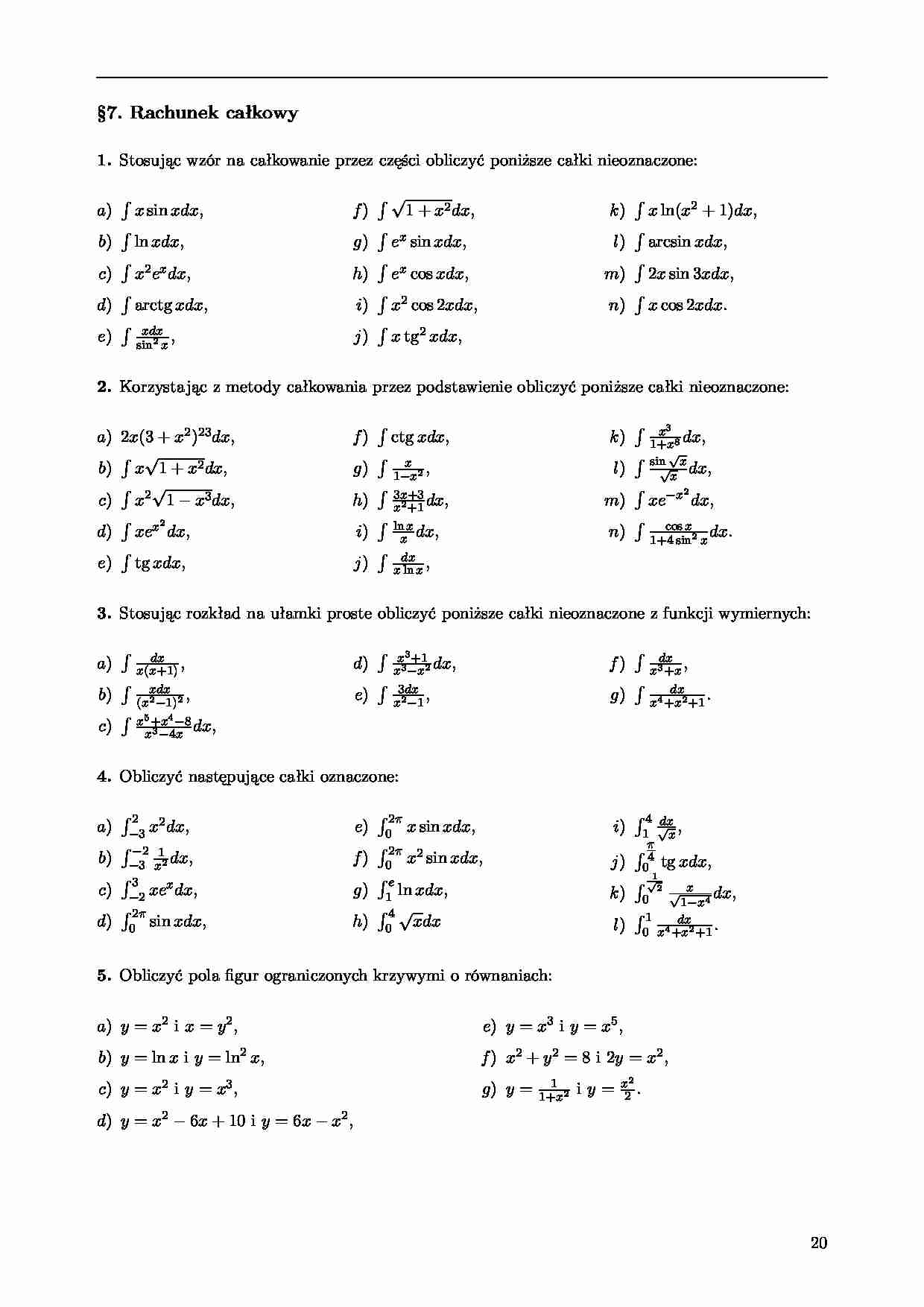  Rachunek całkowy - zadania - strona 1