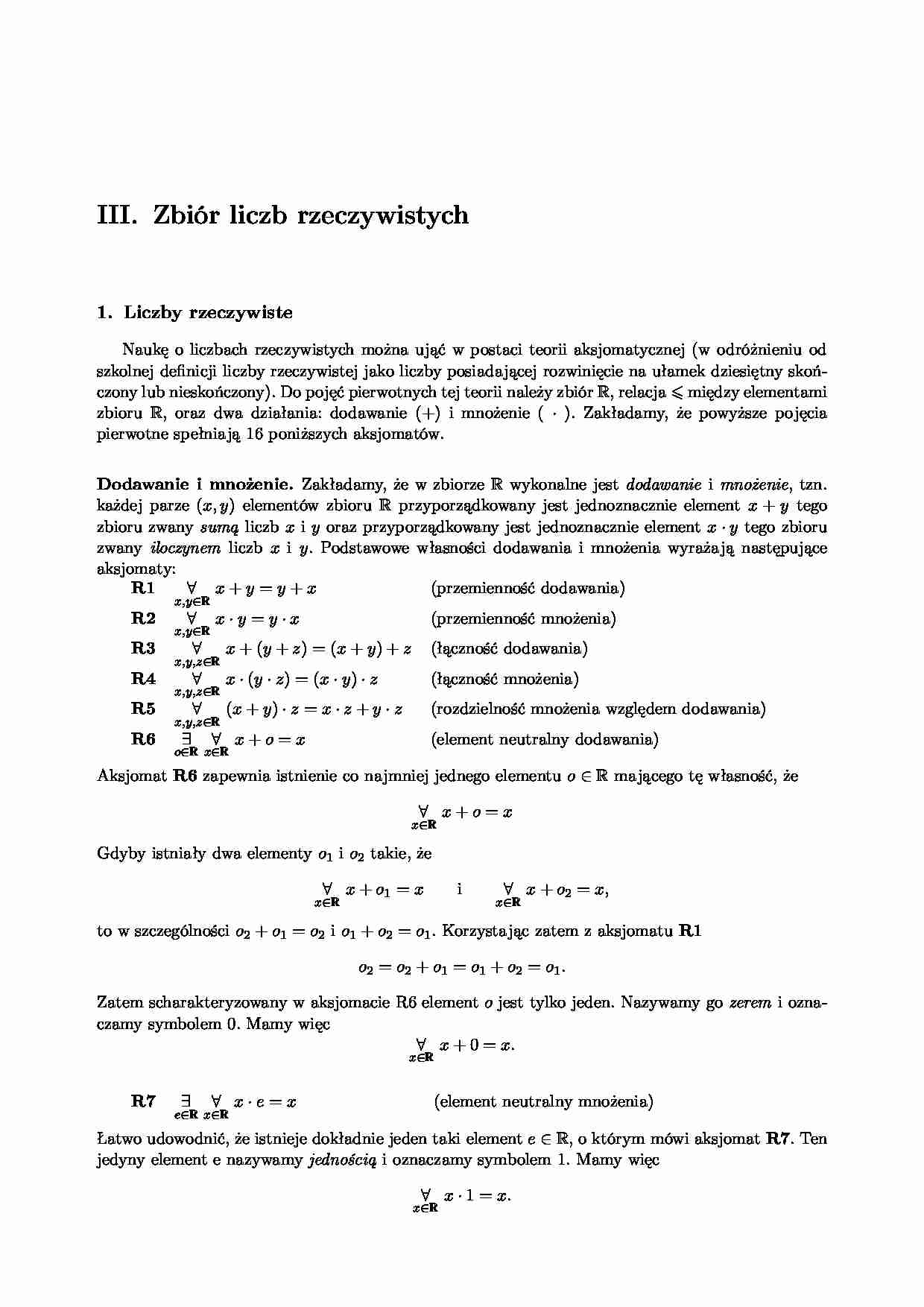 Zbiór liczb rzeczywistych - omówienie - strona 1