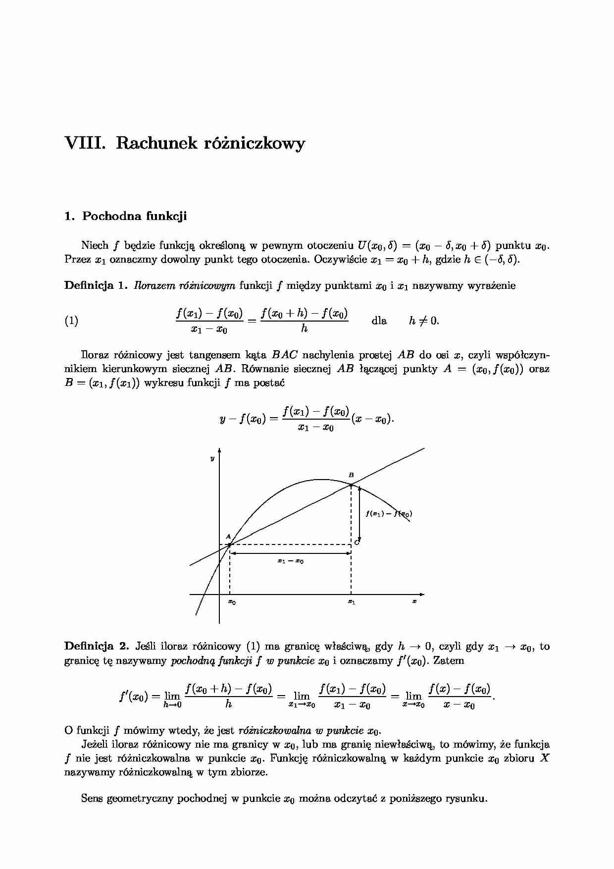 Rachunek rózniczkowy - omówienie - strona 1