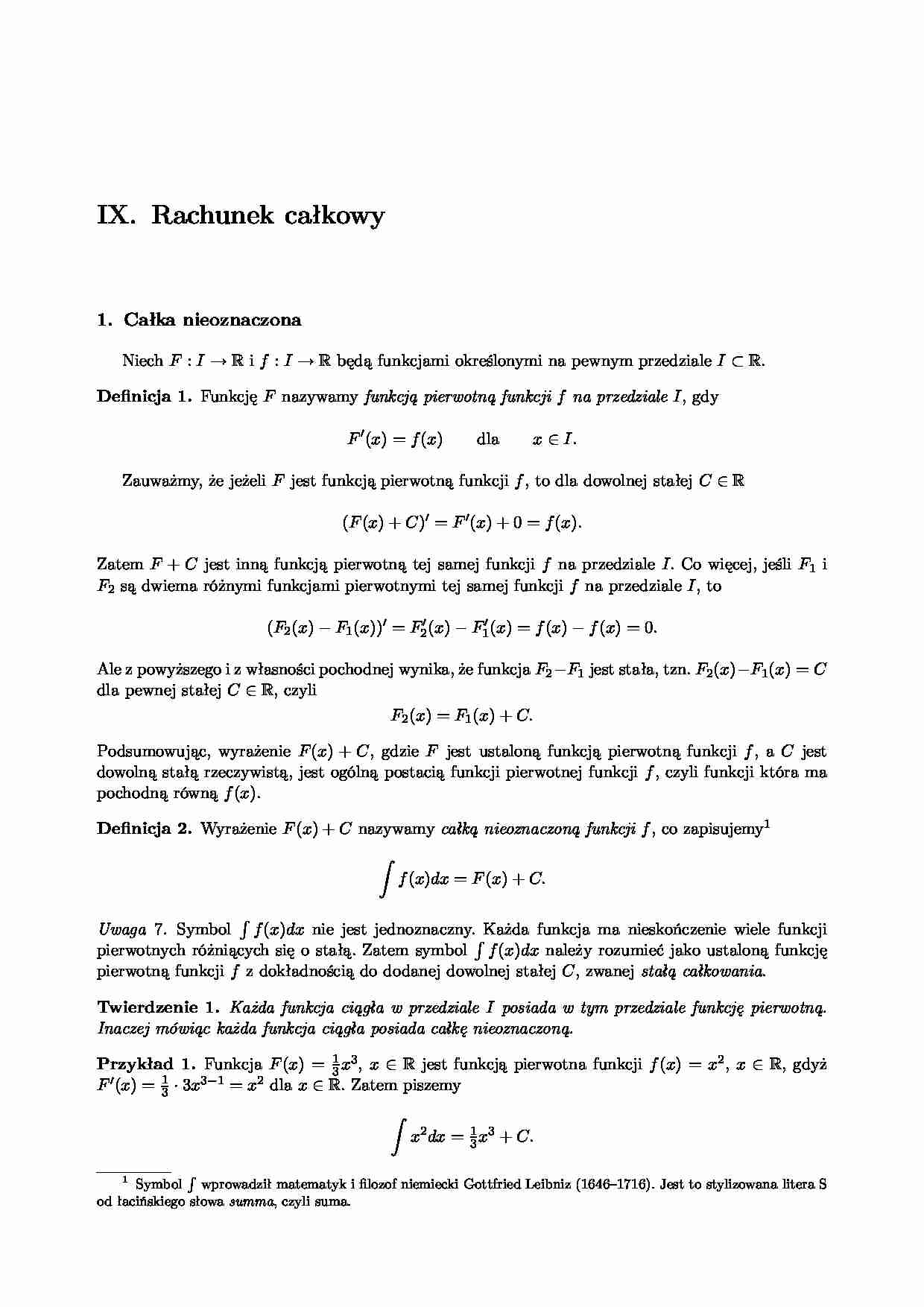  Rachunek całkowy - omówienie - strona 1