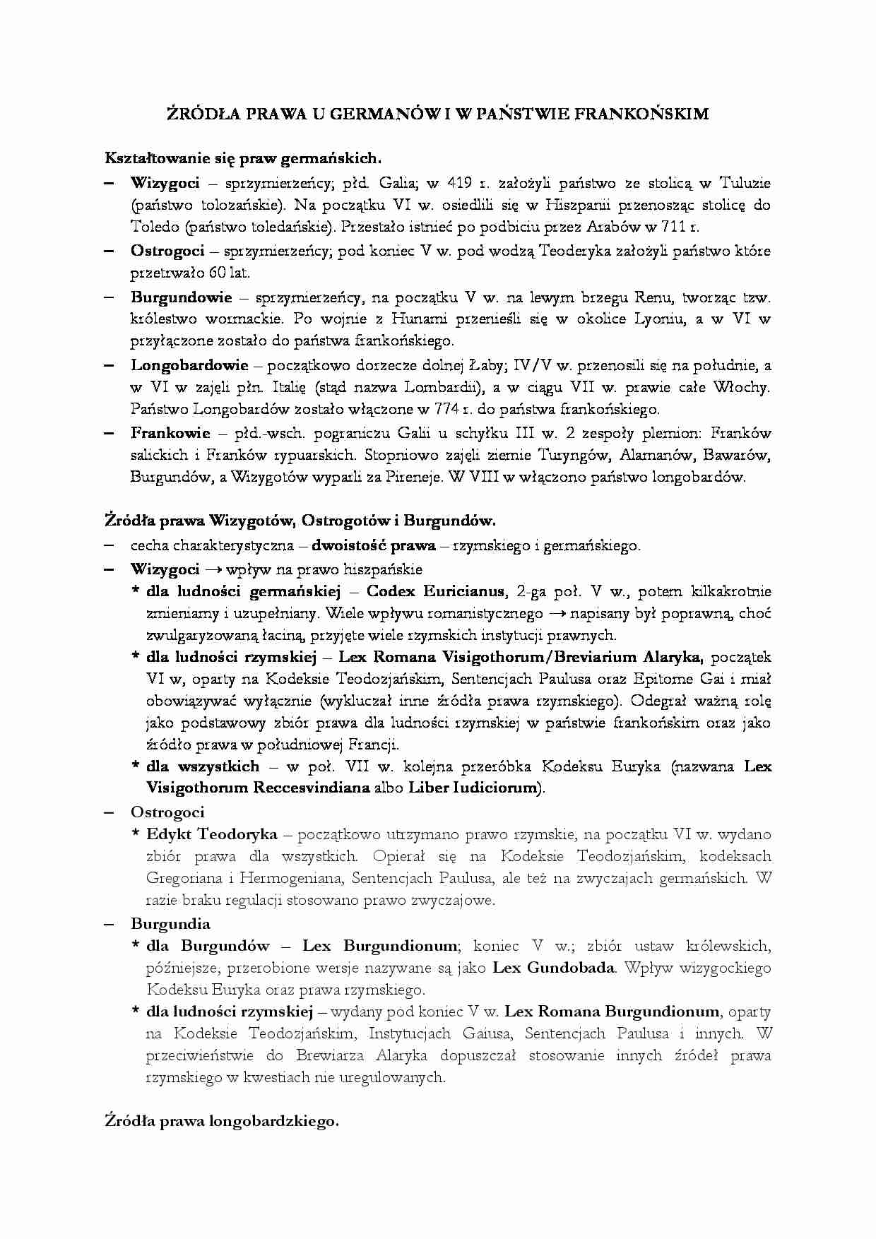 Źródła prawa u germanów - omówienie - strona 1