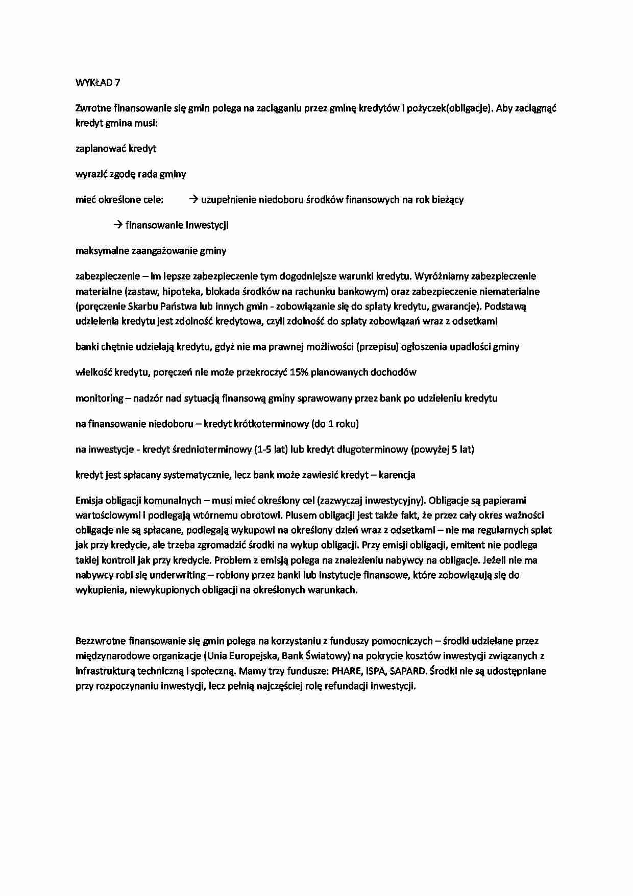 Wykład - finansowanie gmin - strona 1