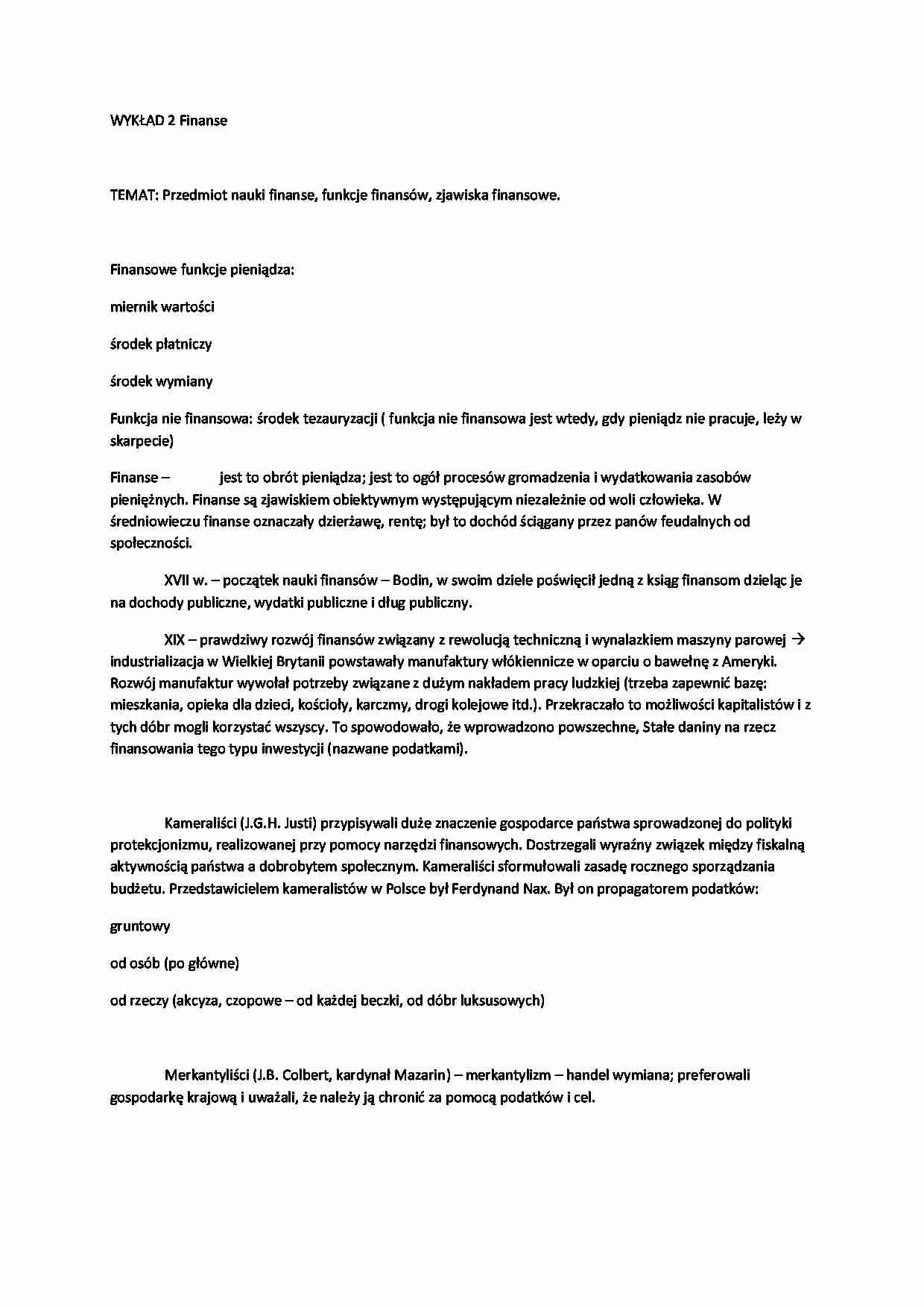 Wykład - przedmiot nauki finansów - strona 1