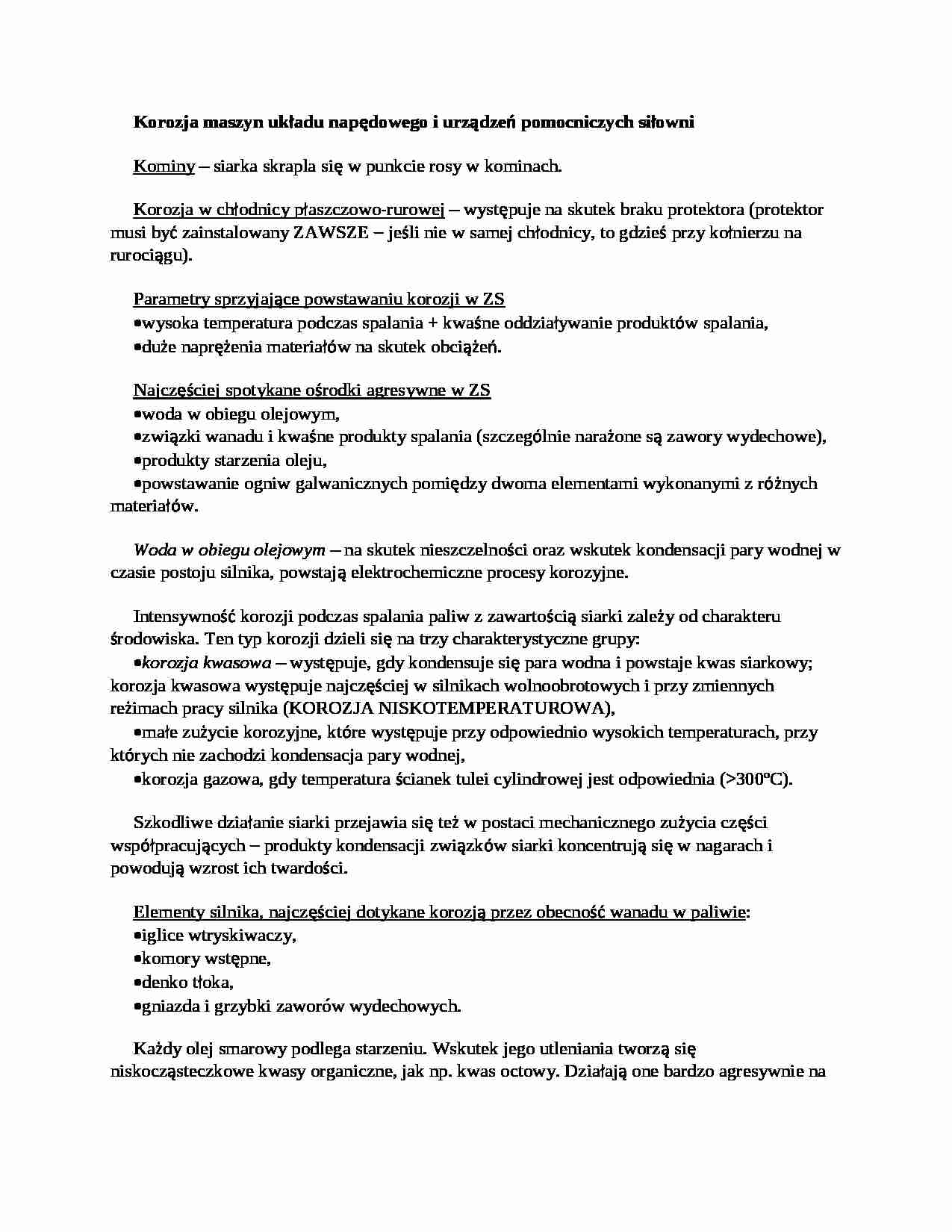 Wykład - korozja maszyn układu napędowego i urządzeń pomocniczych siłowni - strona 1