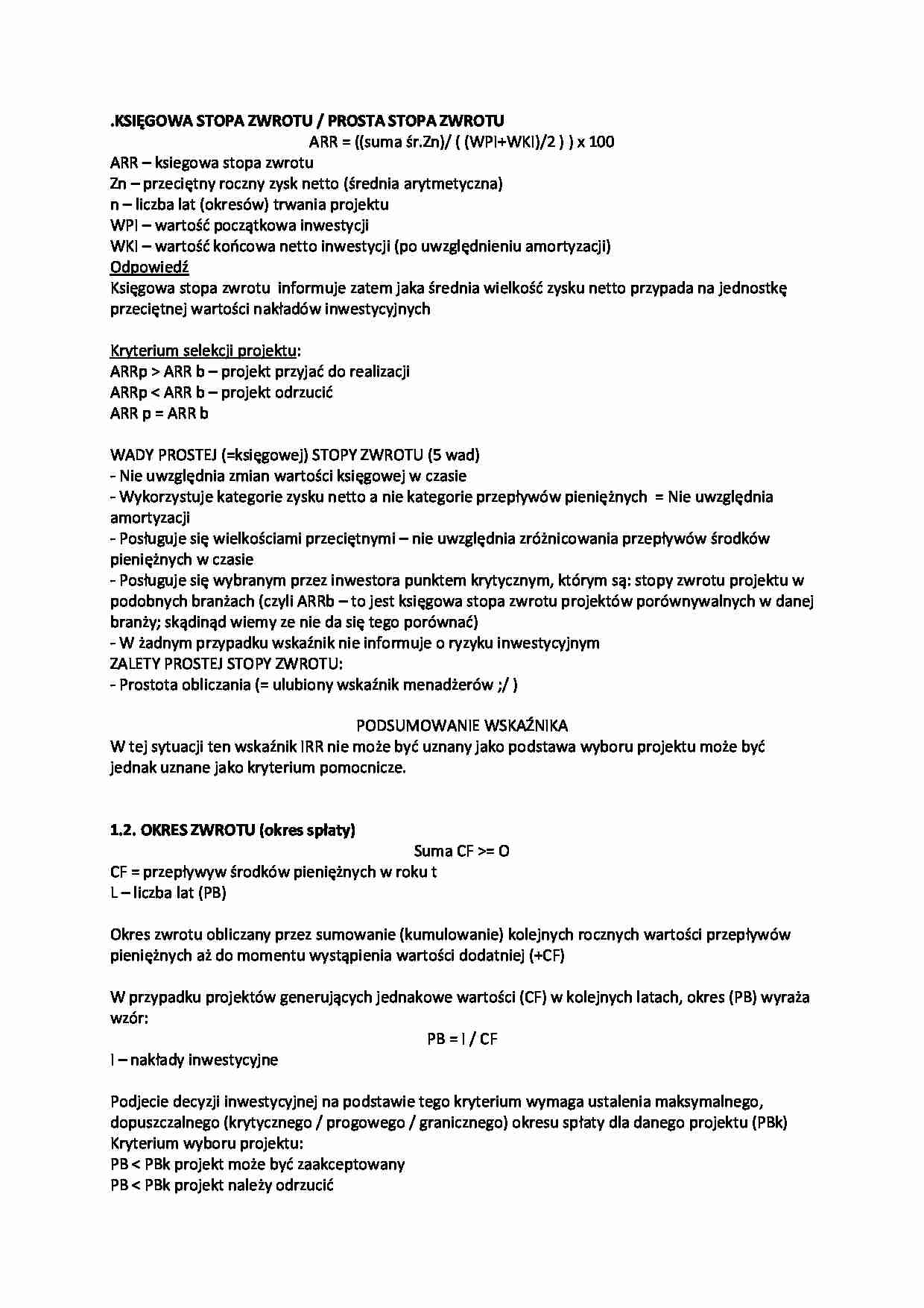Wykład - księgowa i prosta stopa zwrotu - strona 1